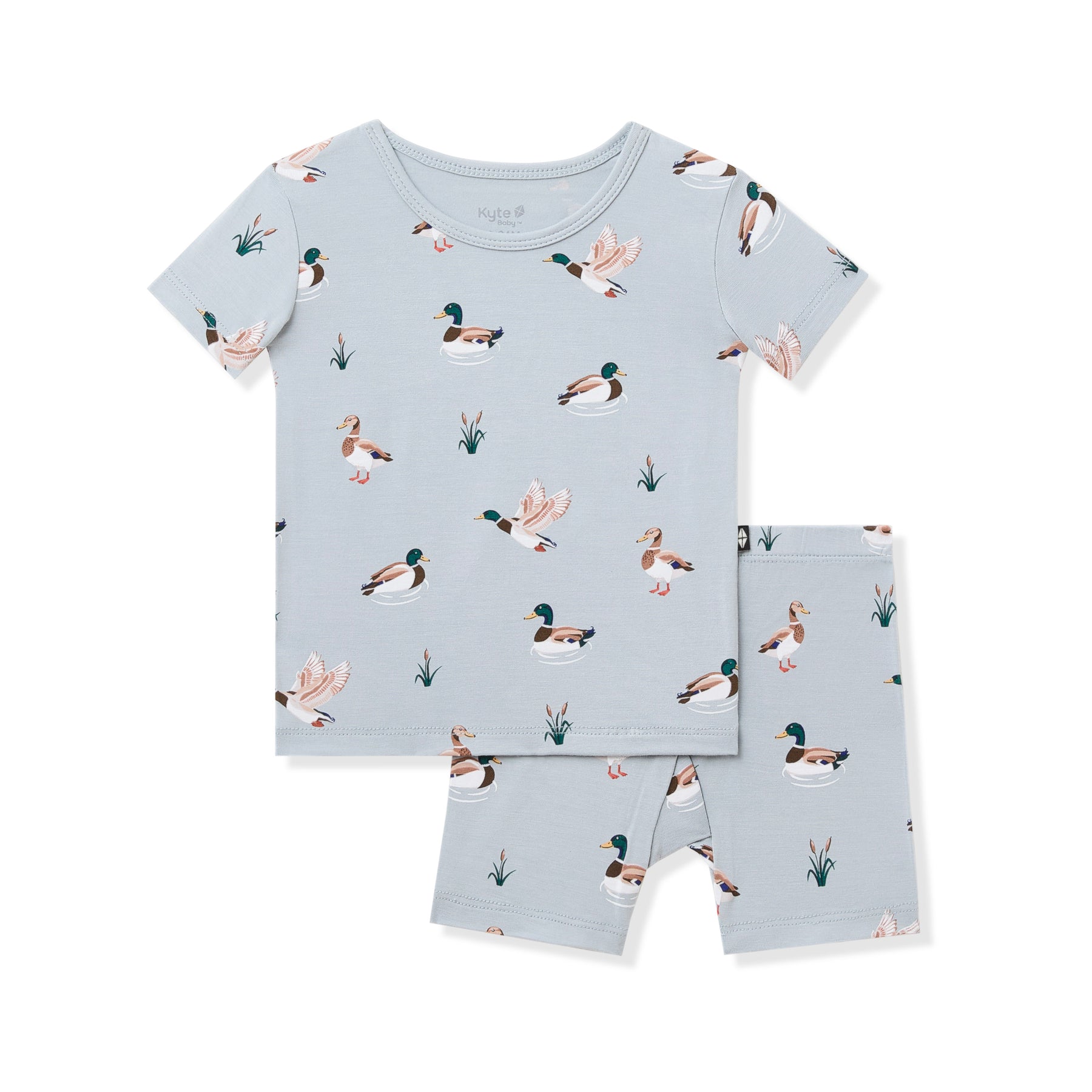 Product photo of the Short Sleeve Pajamas in Mallard Duck on a white surface