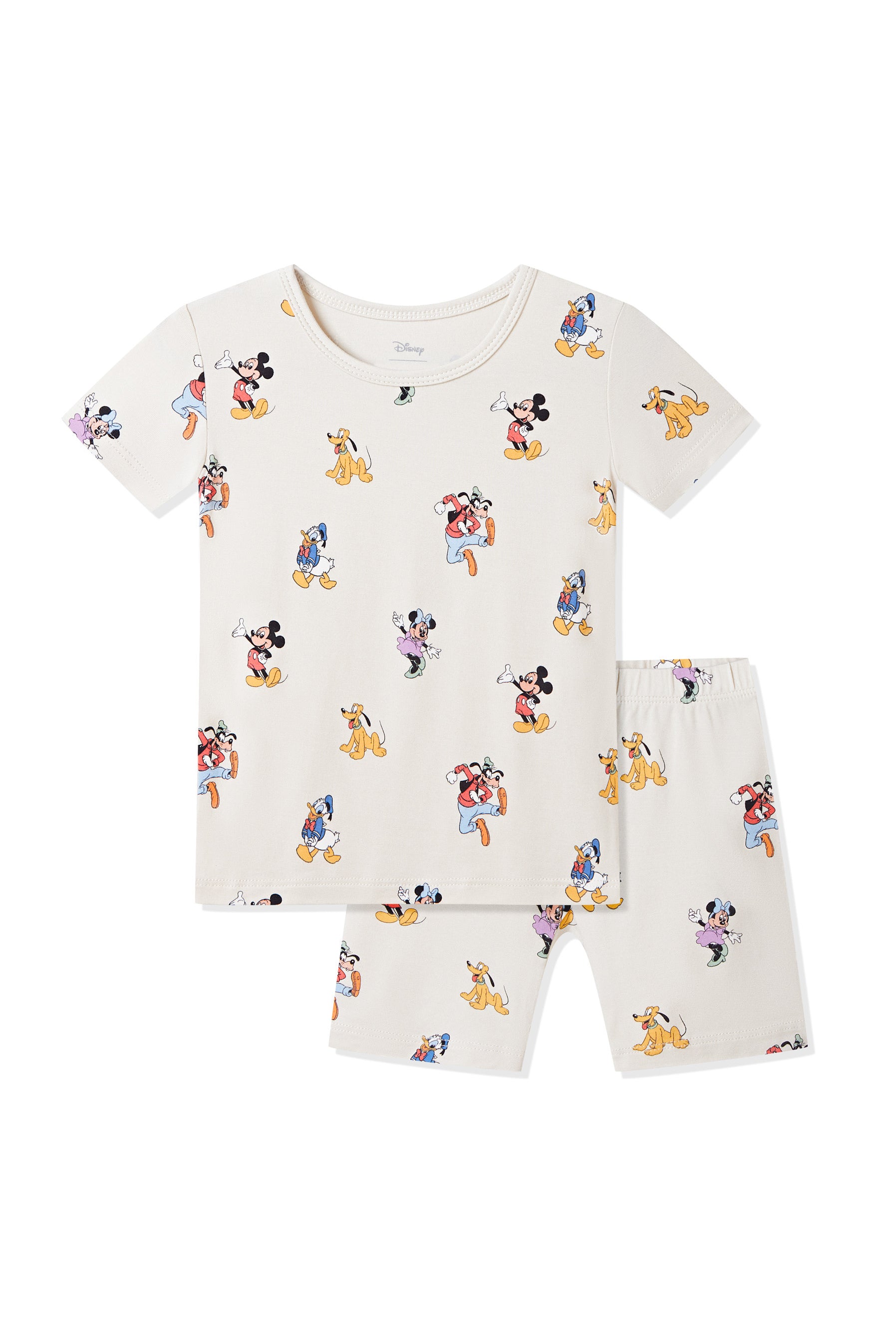 Short Sleeve Pajamas in Mickey Mouse & Friends print on a white background
