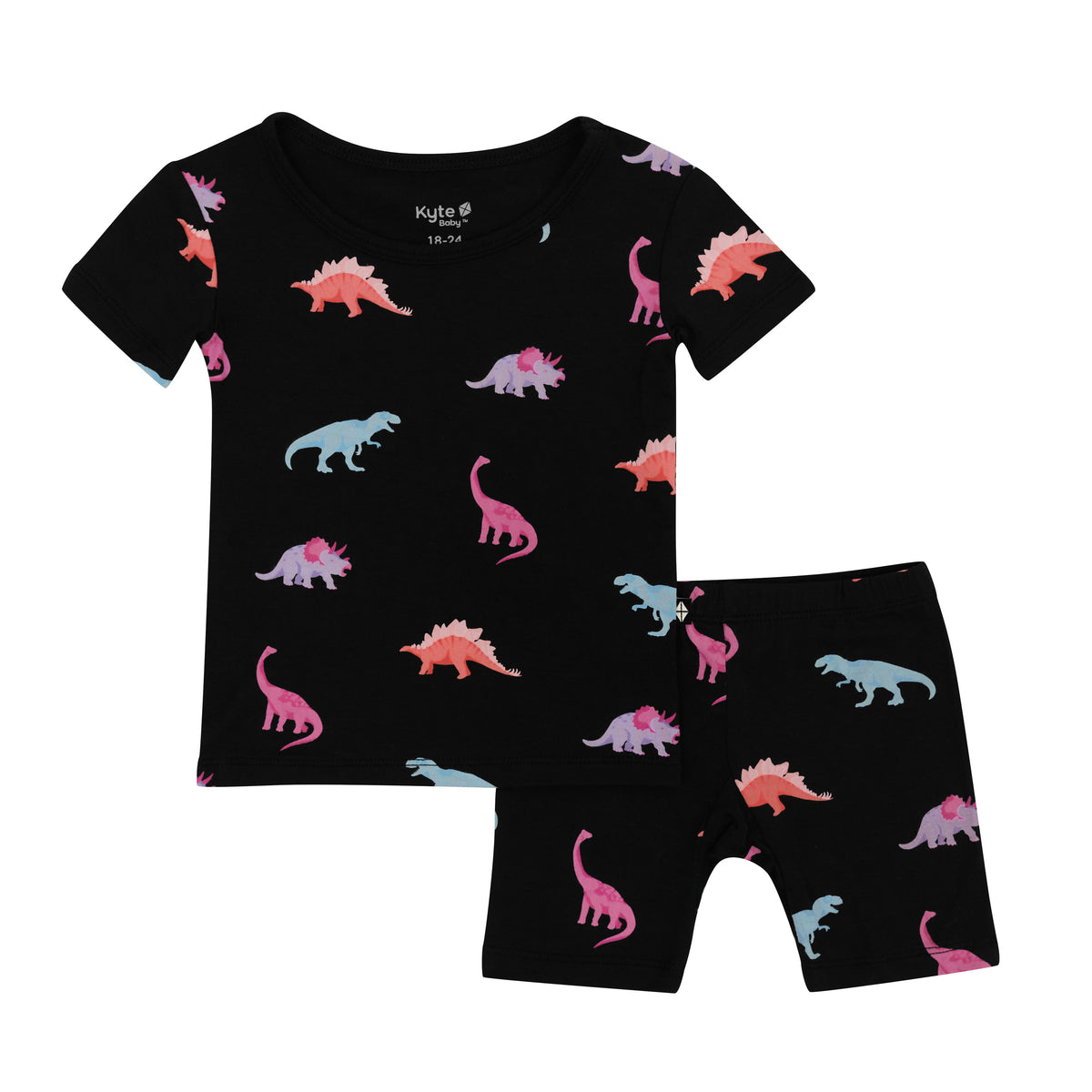 Kyte Baby Short Sleeve Toddler Pajama Set in Midnight Roar Dinosaur