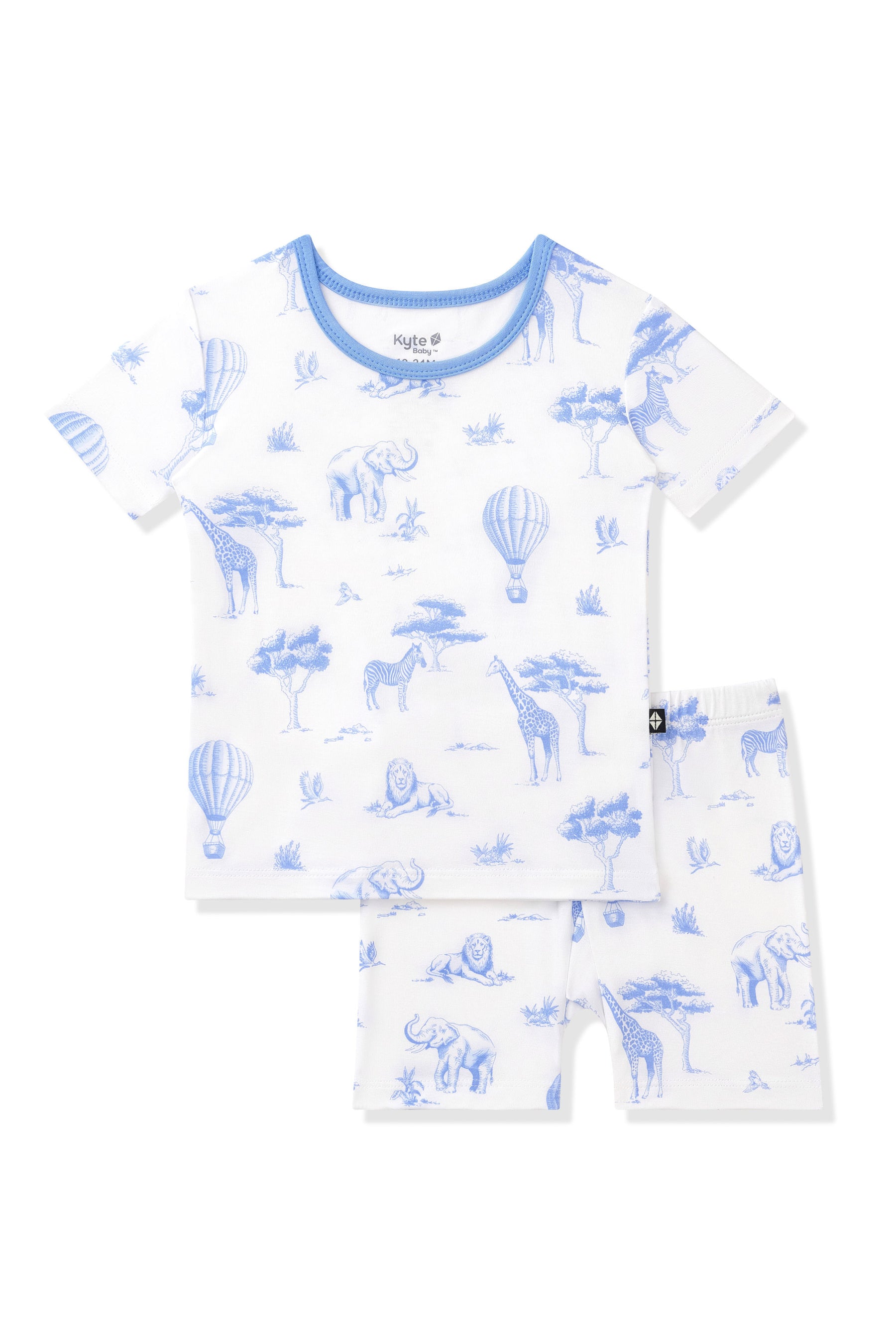 Product photo of the Short Sleeve Pajamas in Toile Safari on a white background