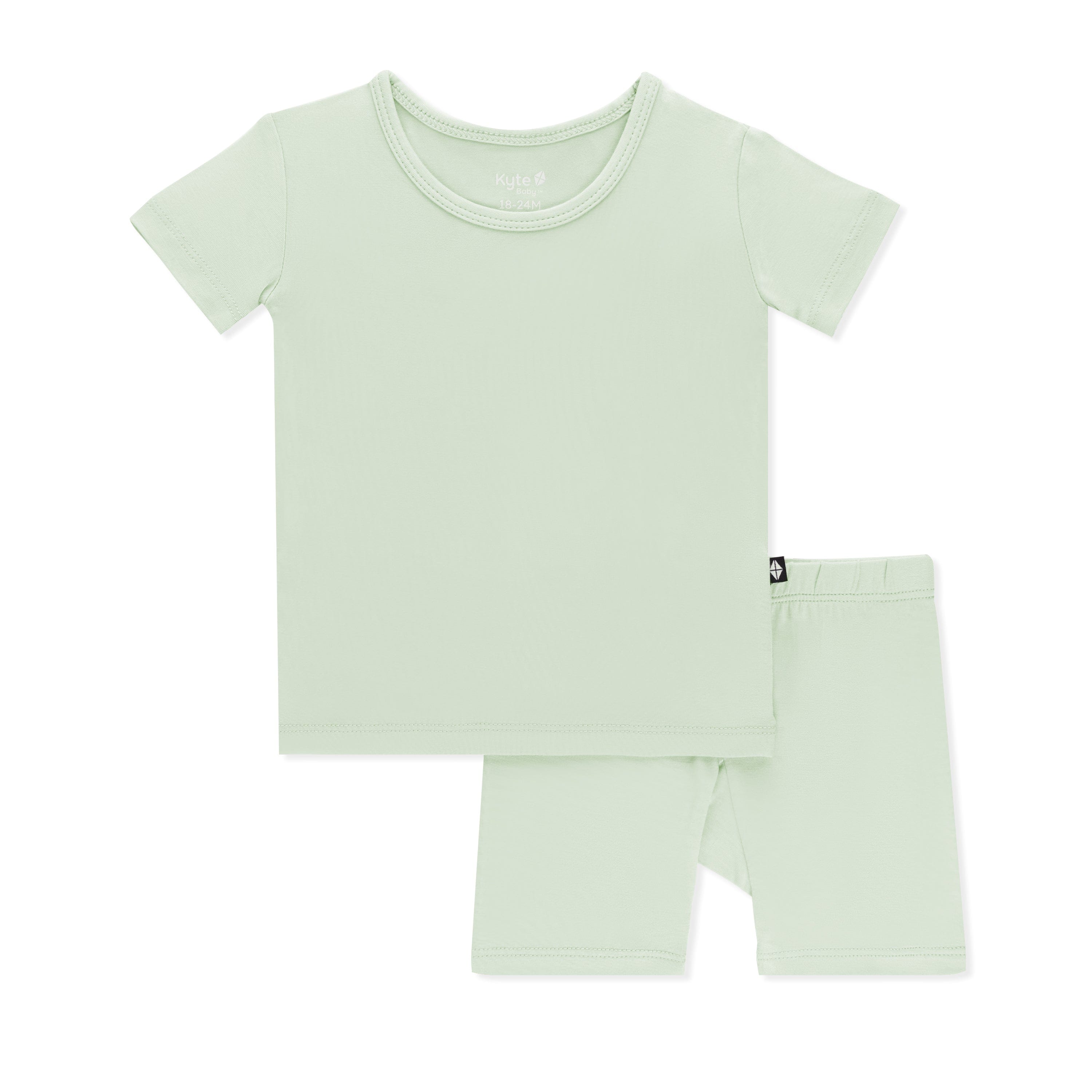 Product photo of the Short Sleeve Pajamas in Basil shown on a white background