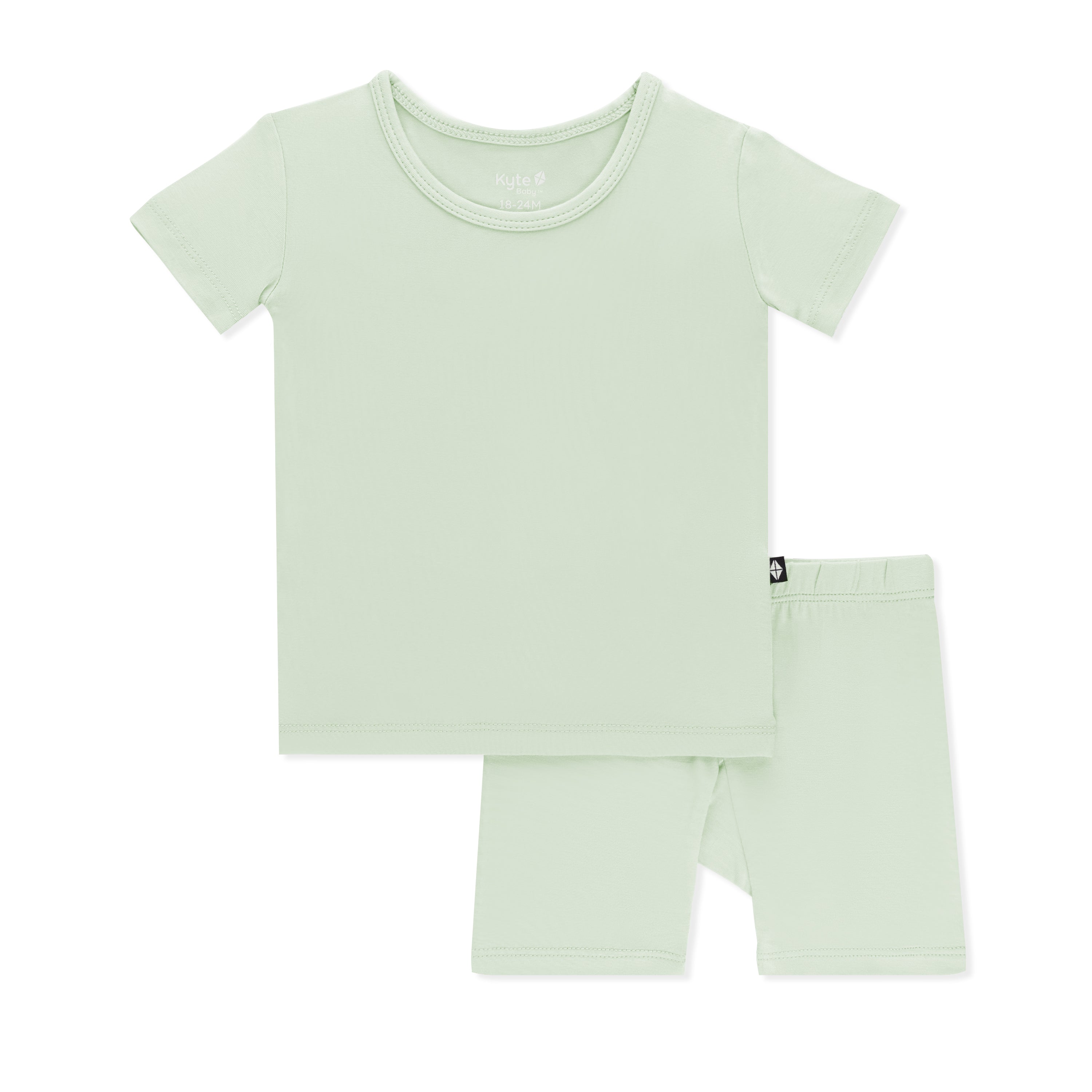 Product photo of the Short Sleeve Pajamas in Basil shown on a white background