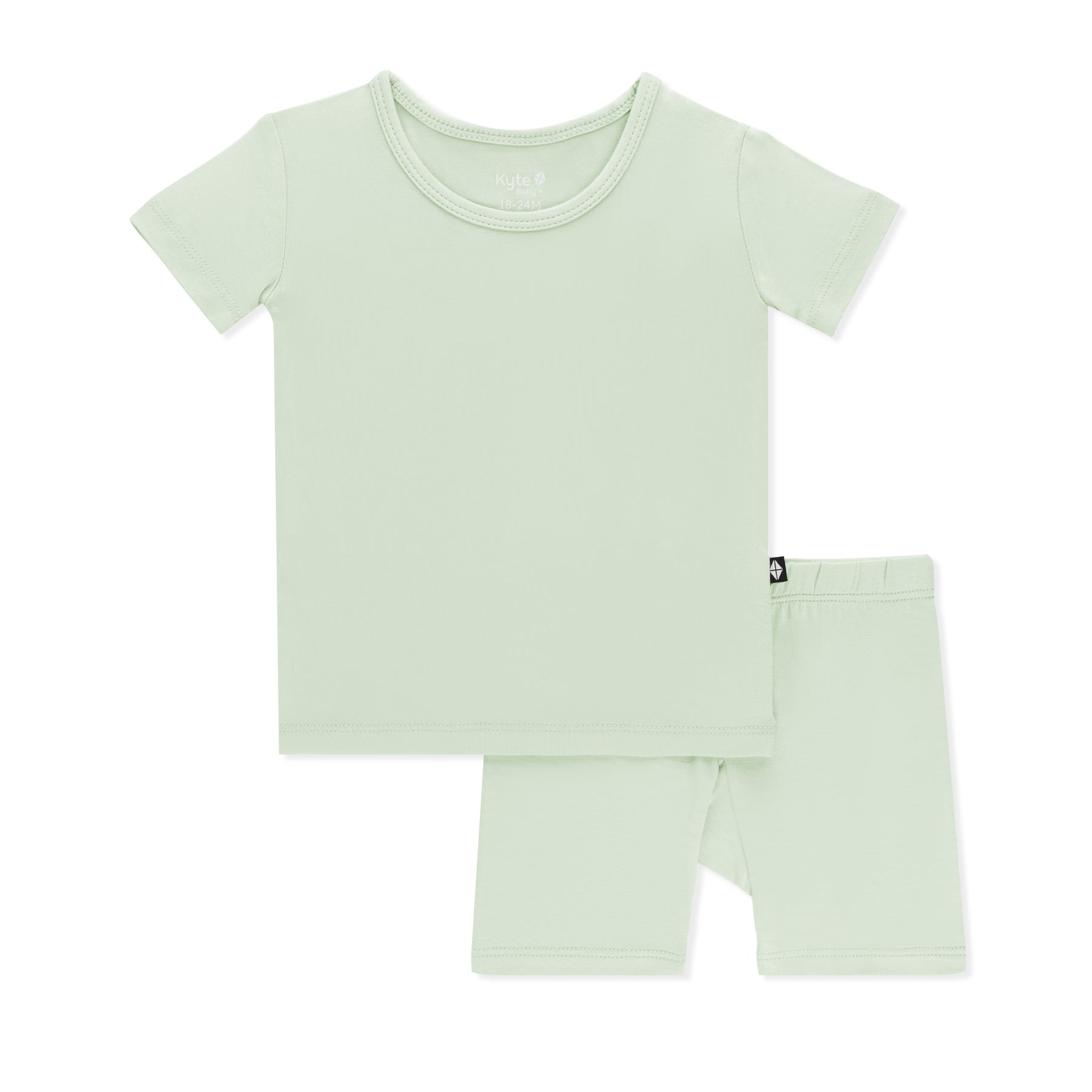 Product photo of the Short Sleeve Pajamas in Basil shown on a white background