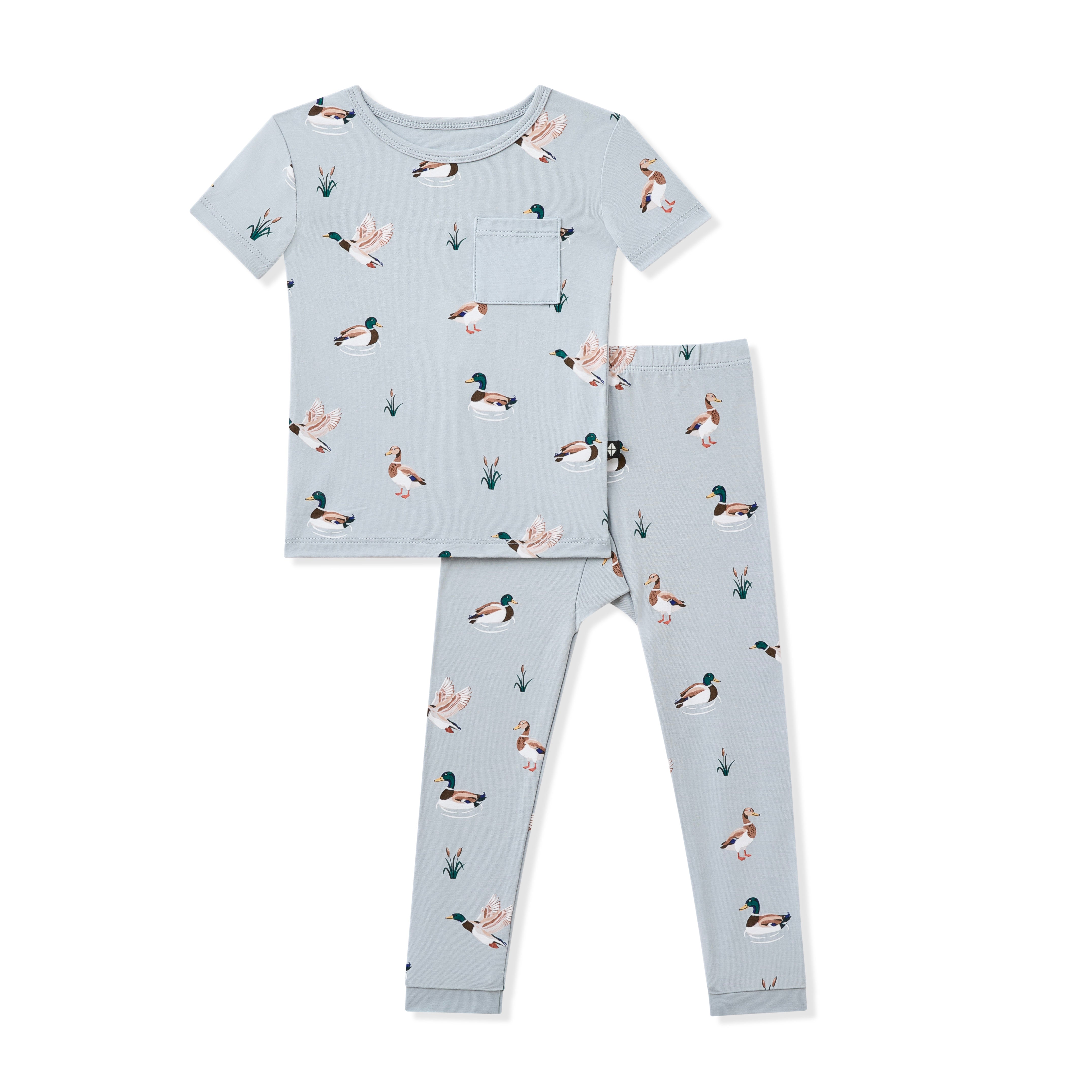 Product photo of the Short Sleeve with Pants Pajamas in Mallard Duck on a white surface