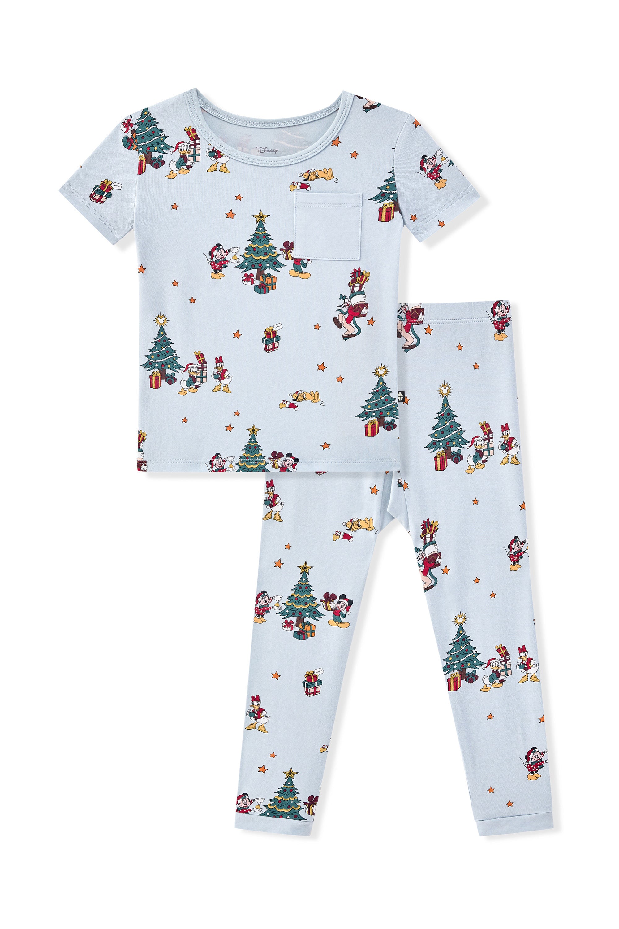 Short Sleeve with Pants Pajamas in Mickey & Friends Christmas print on a white background