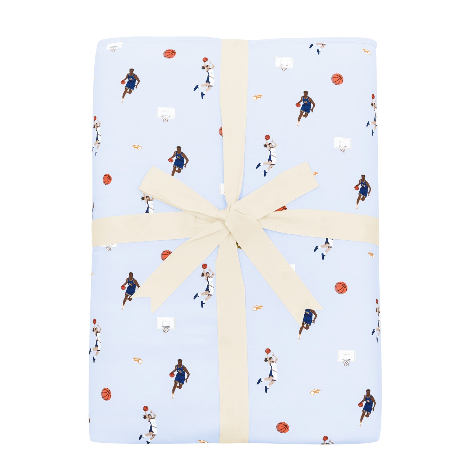 Youth Blanket in Basketball 2.5 shown in its packaging tied in a linen bow