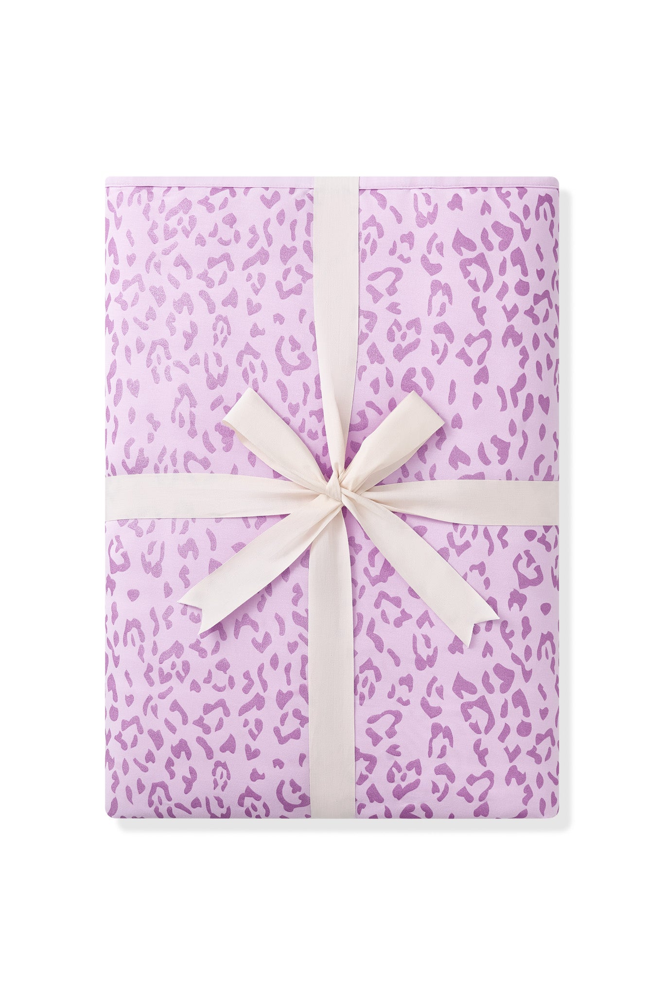 Youth Blanket in Thistle Leopard print packed in ribbon on white background