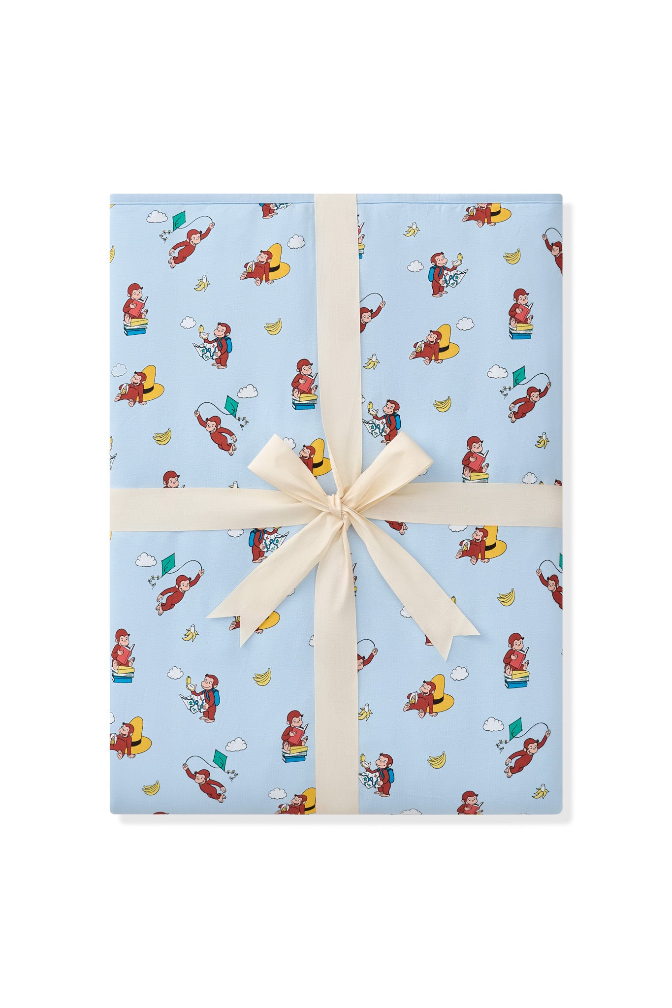 Blue Youth Blanket in Curious George 2.5 print on a white background