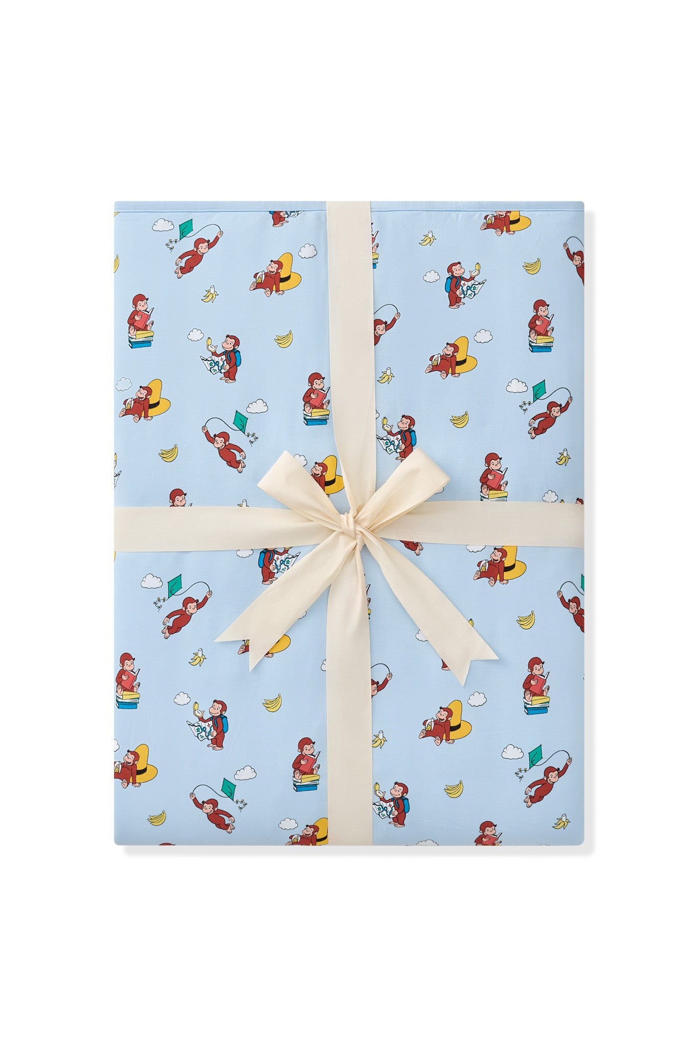 Blue Youth Blanket in Curious George 2.5 print on a white background