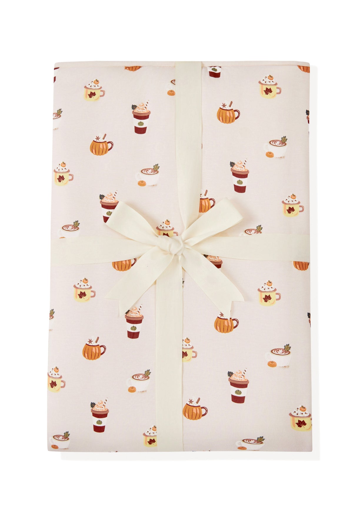 Youth Blanket in Pumpkin Spice Latte 2.5 print packed in ribbon on a white background