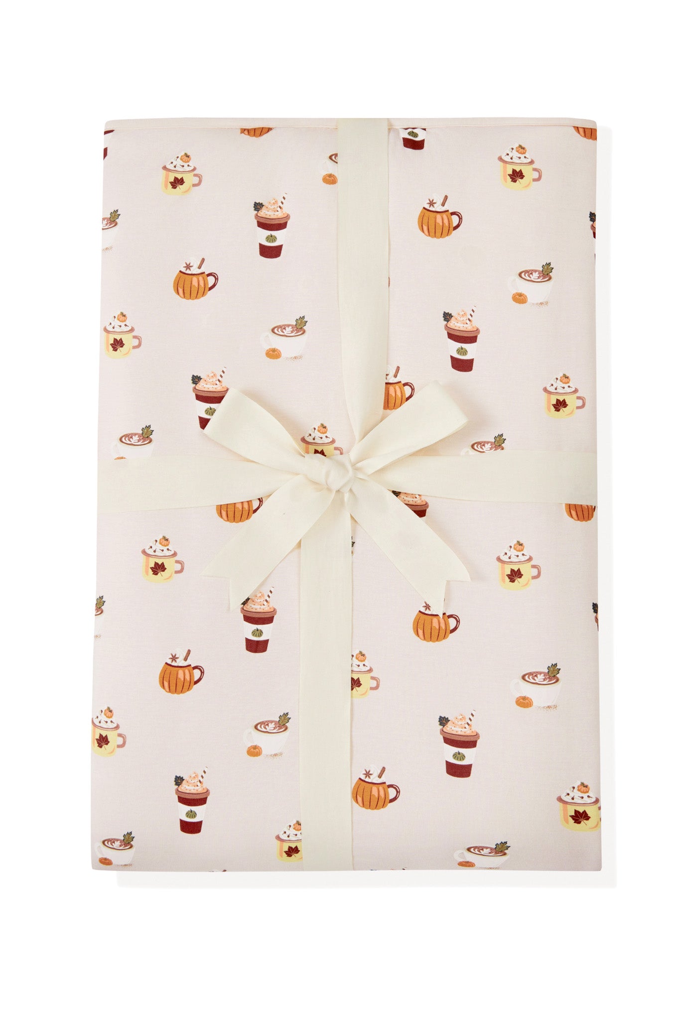 Youth Blanket in Pumpkin Spice Latte 2.5 print packed in ribbon on a white background
