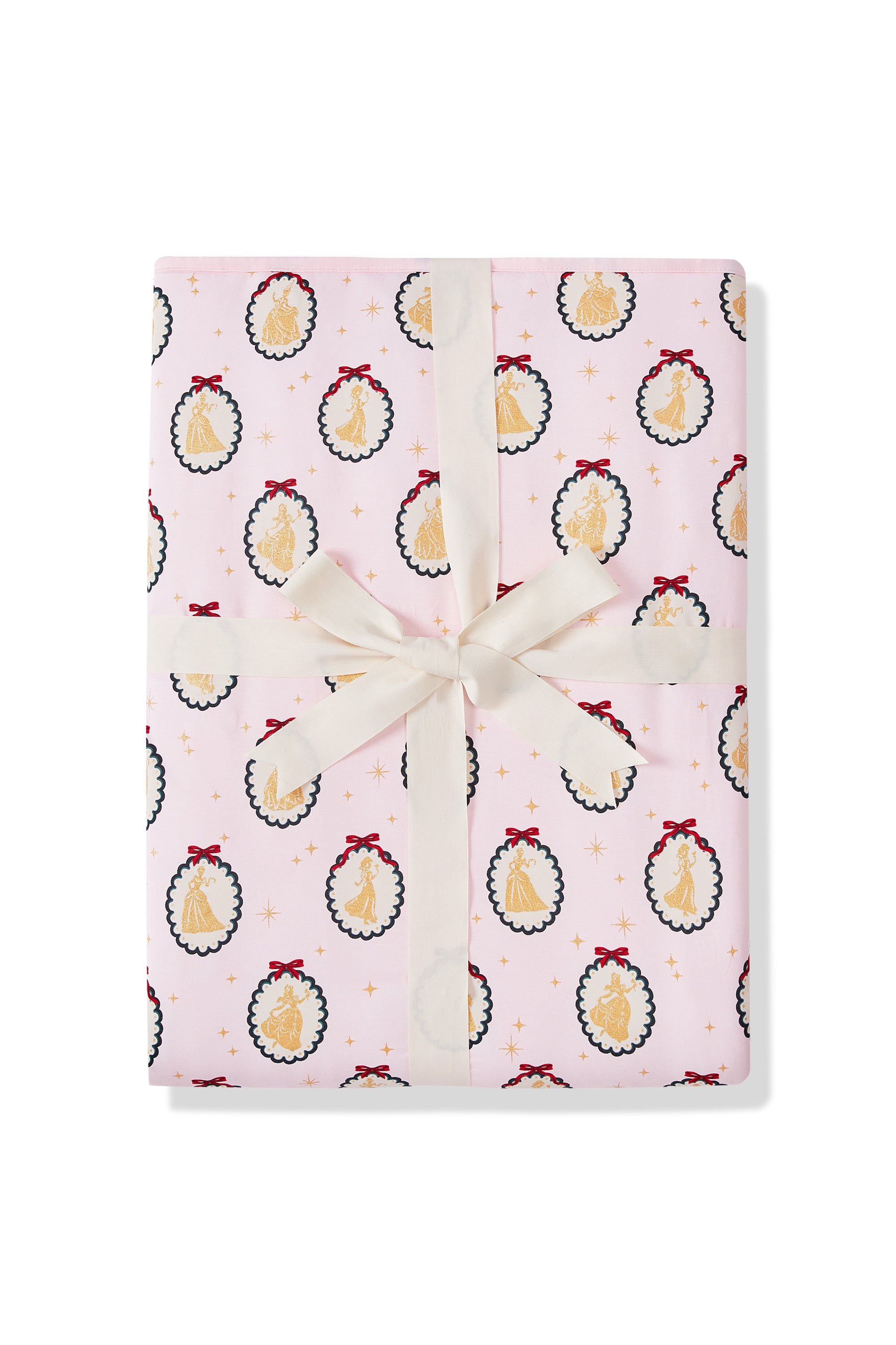 Youth Blanket in Princess Holiday Portraits 2.5 print packed in ribbon on a white background