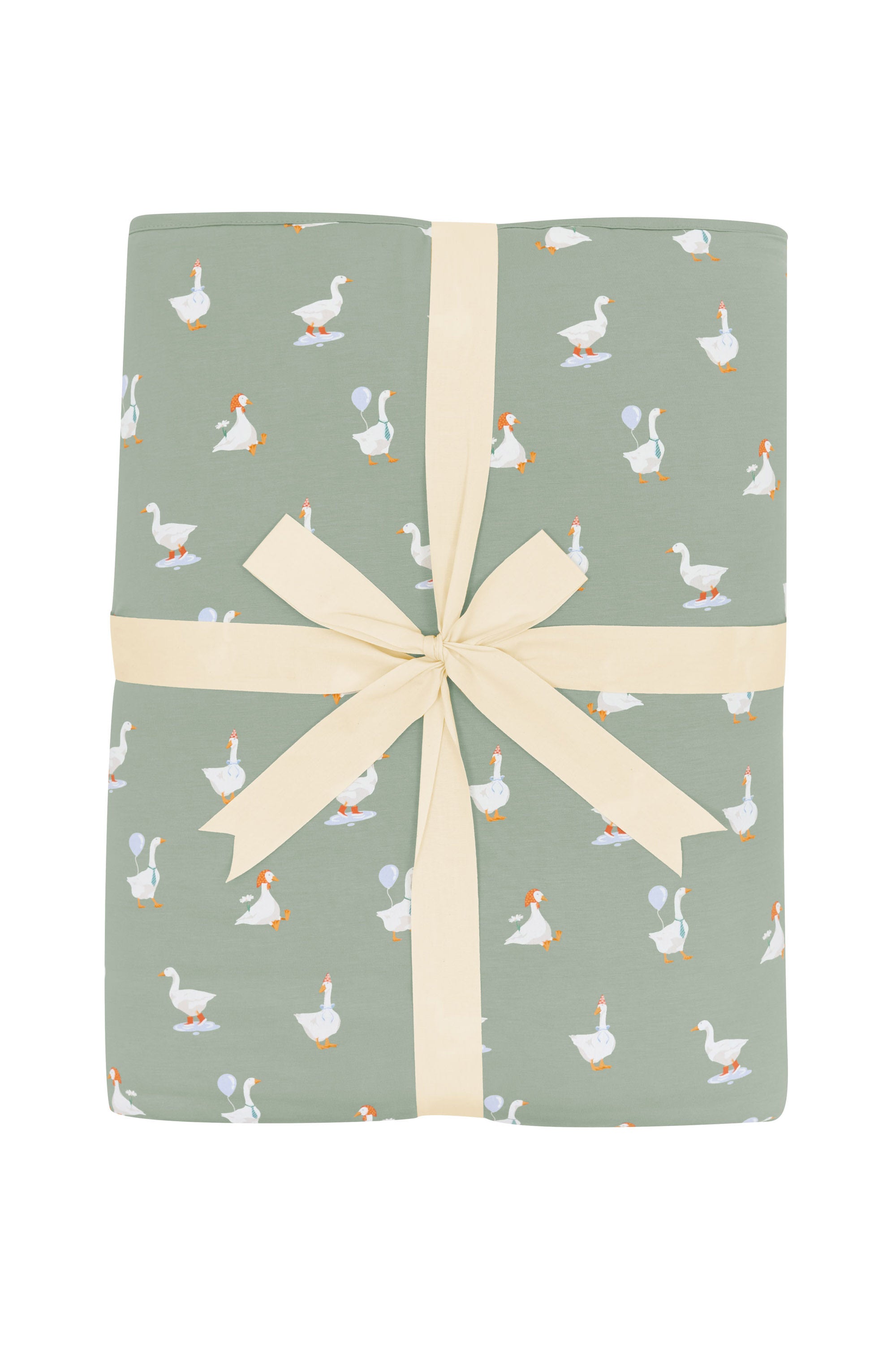 Product photo of the Youth Blanket in Silly Goose 2.5 shown wrapped in its bow packaging