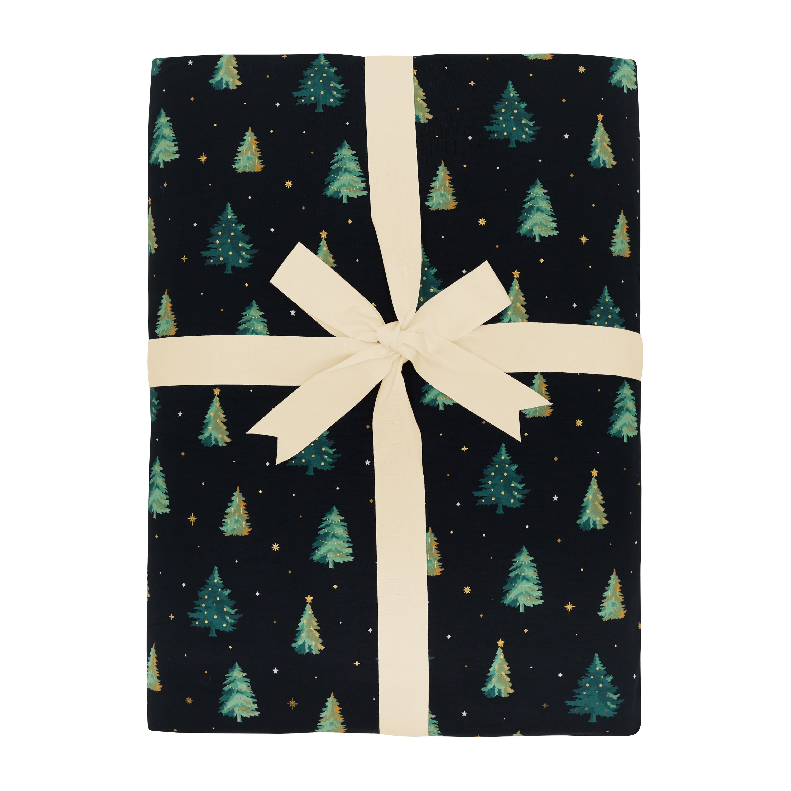 Youth Blanket in Twinkle Tree 2.5 shown wrapped in its linen bow packaging