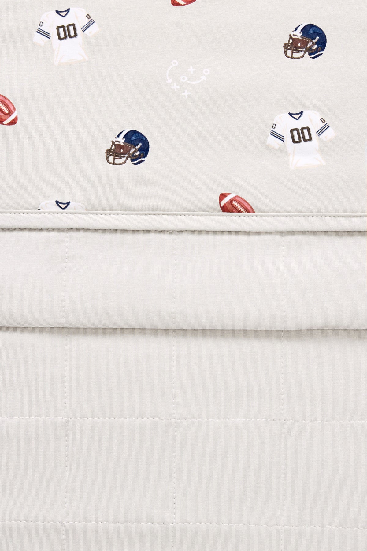Front and Back of Youth Blanket in Vintage Football 2.5 print on a white background