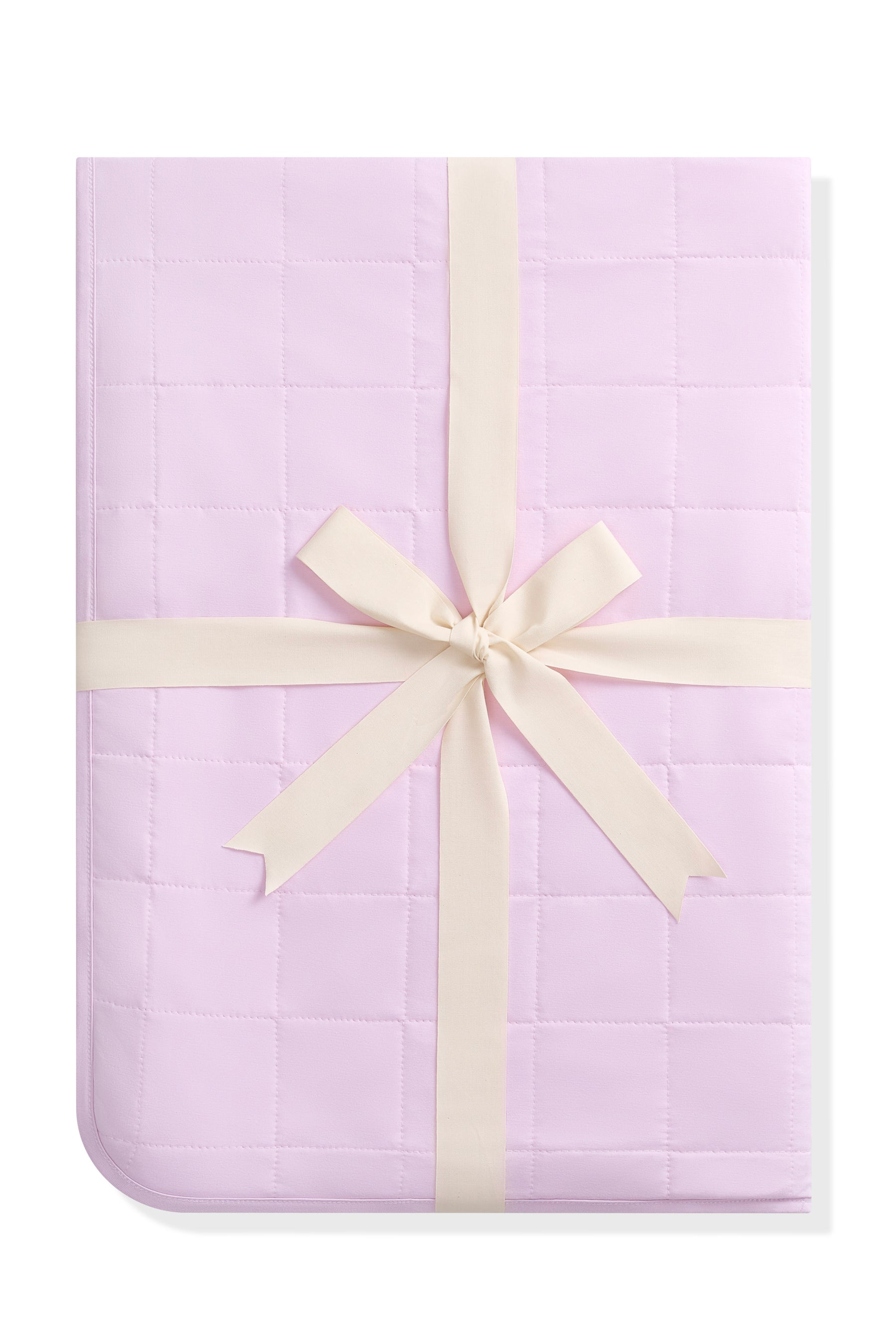 Youth Blanket in Thistle 1.0 shown in its packaging tied in a linen bow