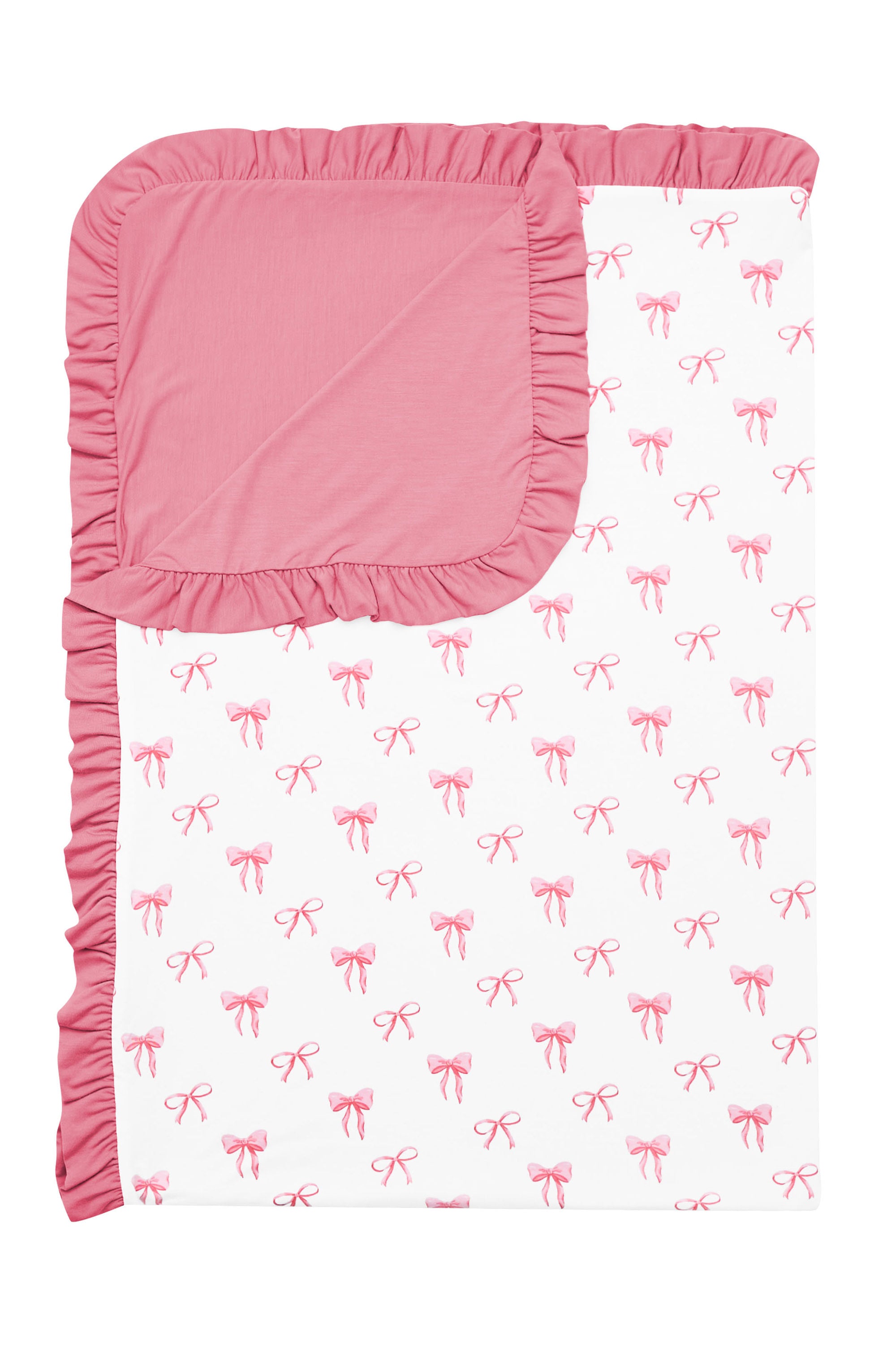 Ruffle Toddler Blanket in Bow 0.5 with Apple Blossom backing