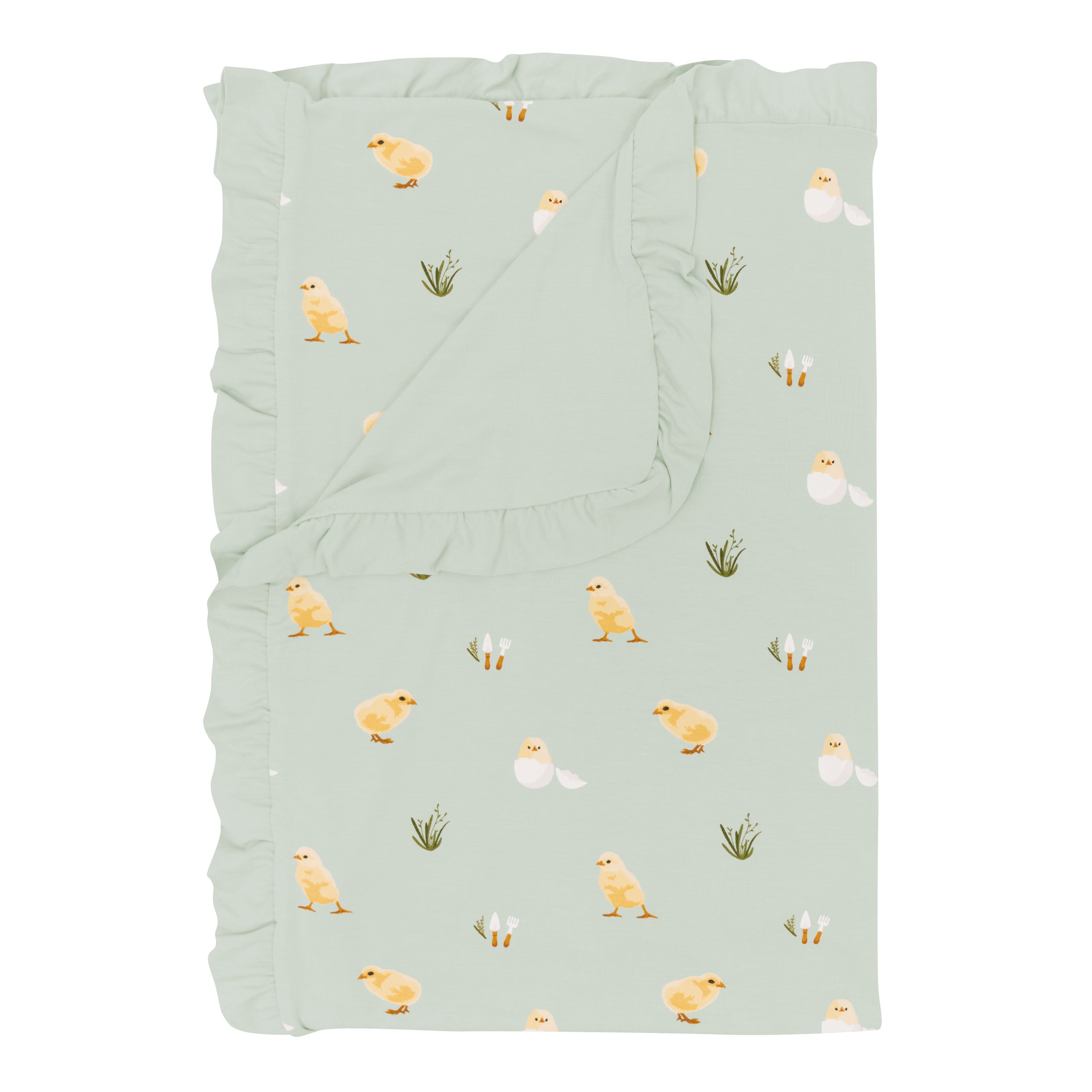 Ruffle Toddler Blanket in Aloe Chick 0.5