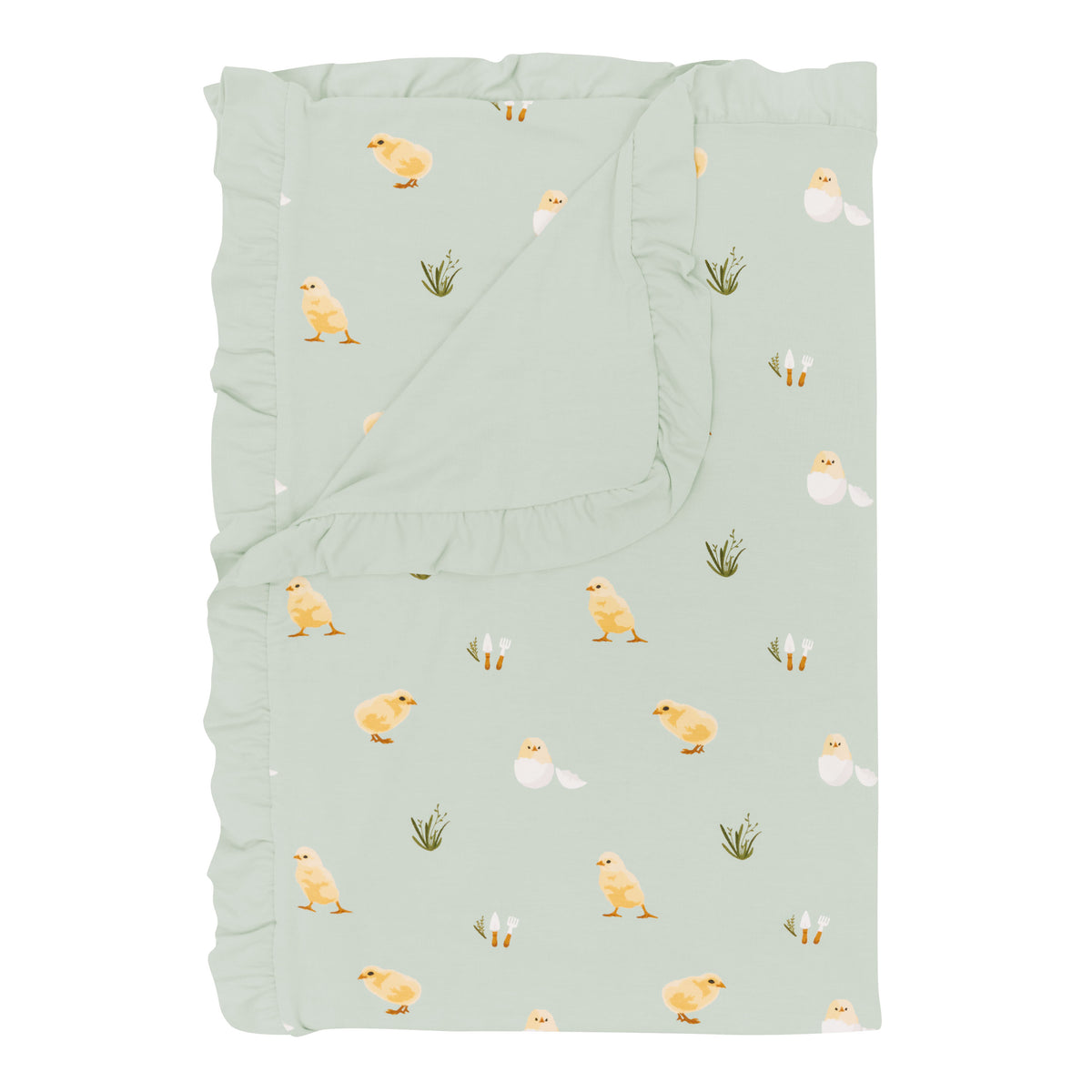 Ruffle Toddler Blanket in Aloe Chick 0.5