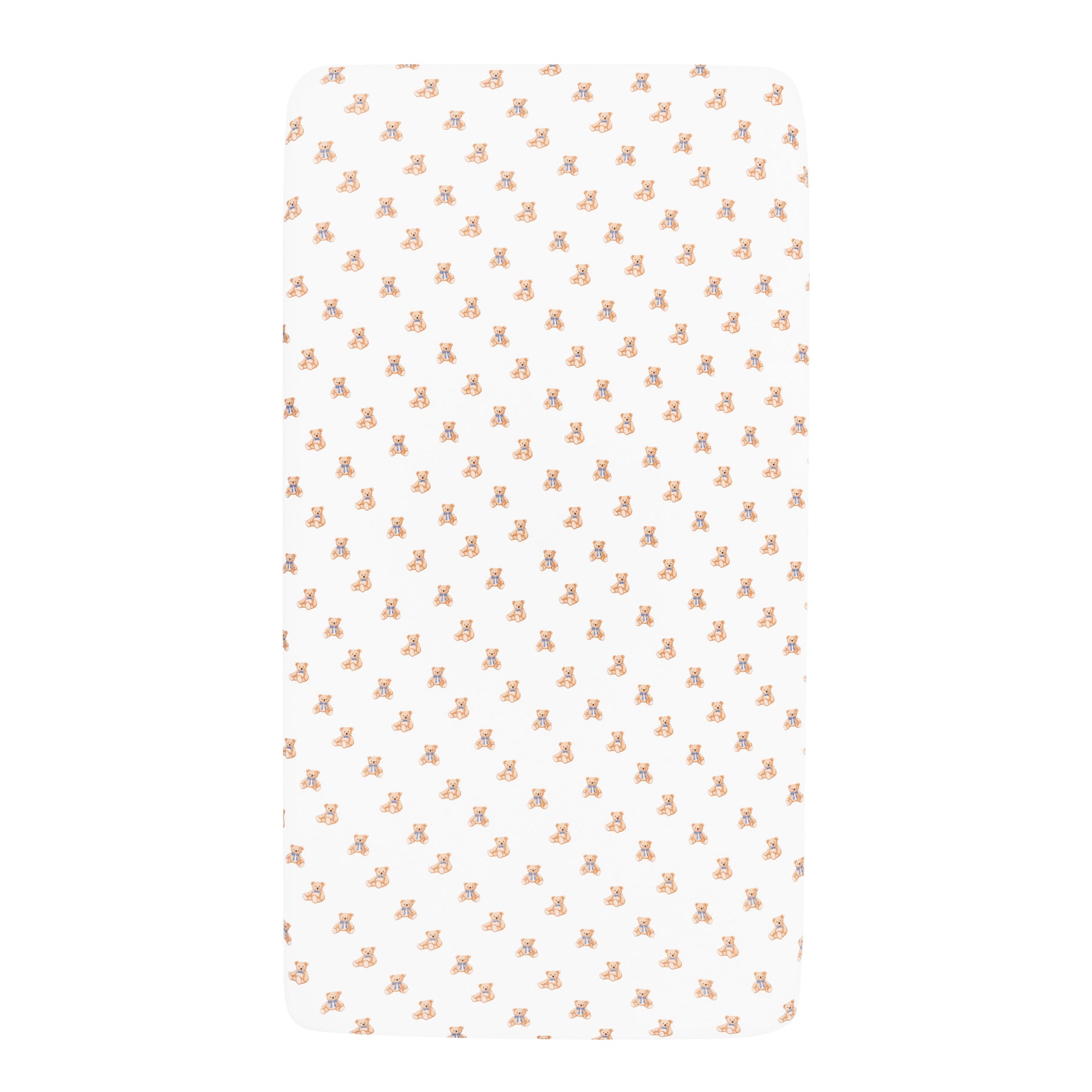 Mini Crib Sheet in Teddy Bear on mattress