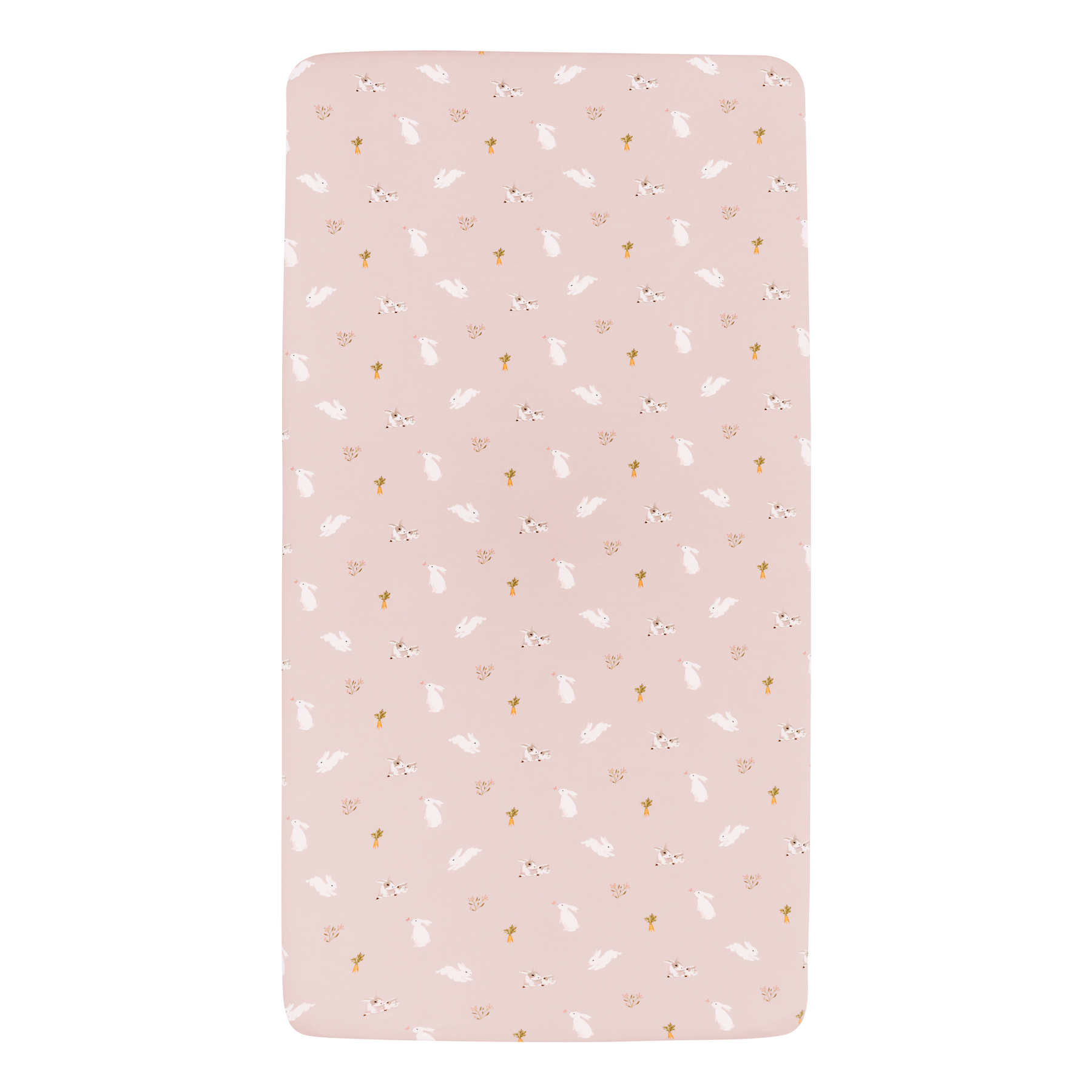 Mini Crib Sheet in Blush Rabbit on mattress