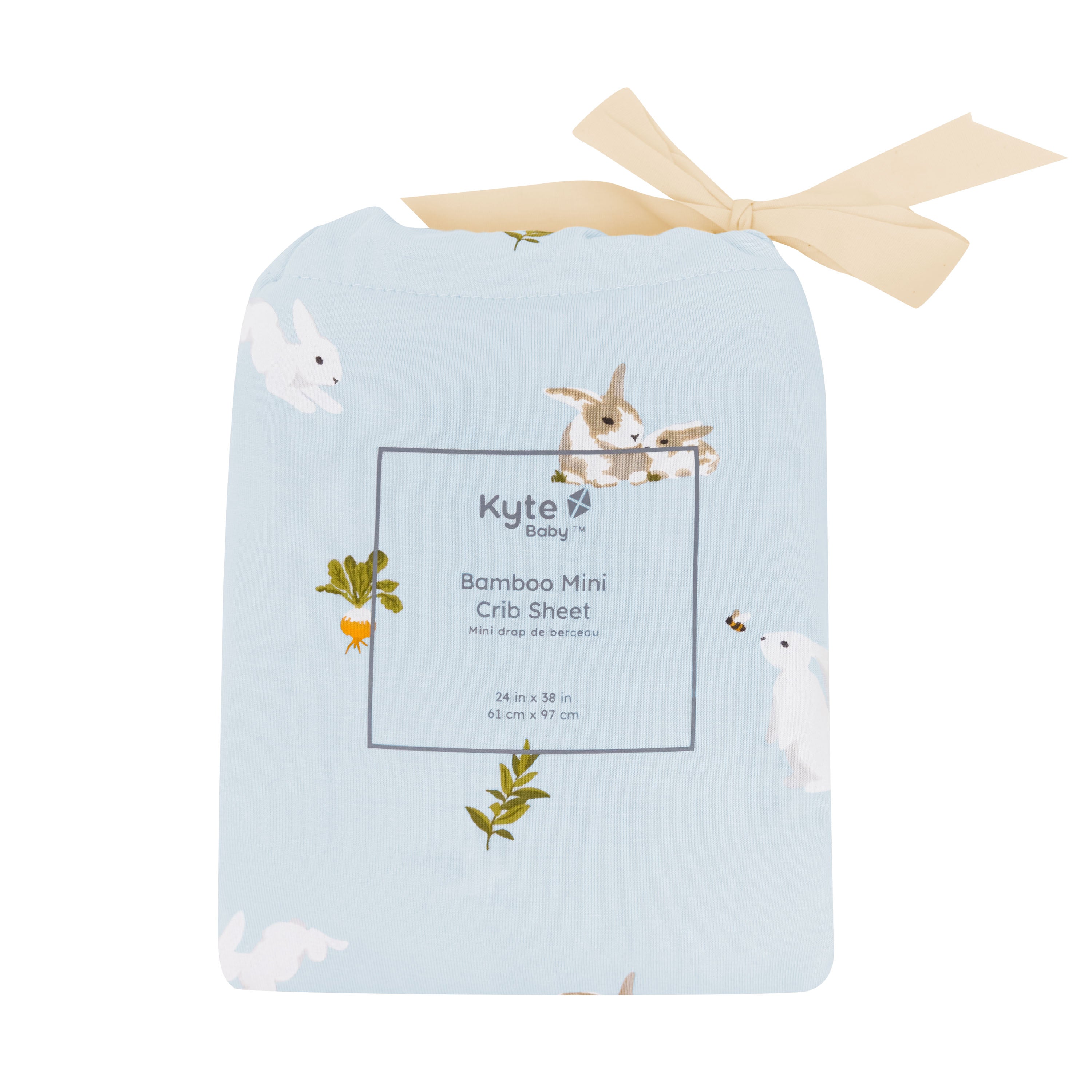 Mini Crib Sheet in Ice Rabbit packaging