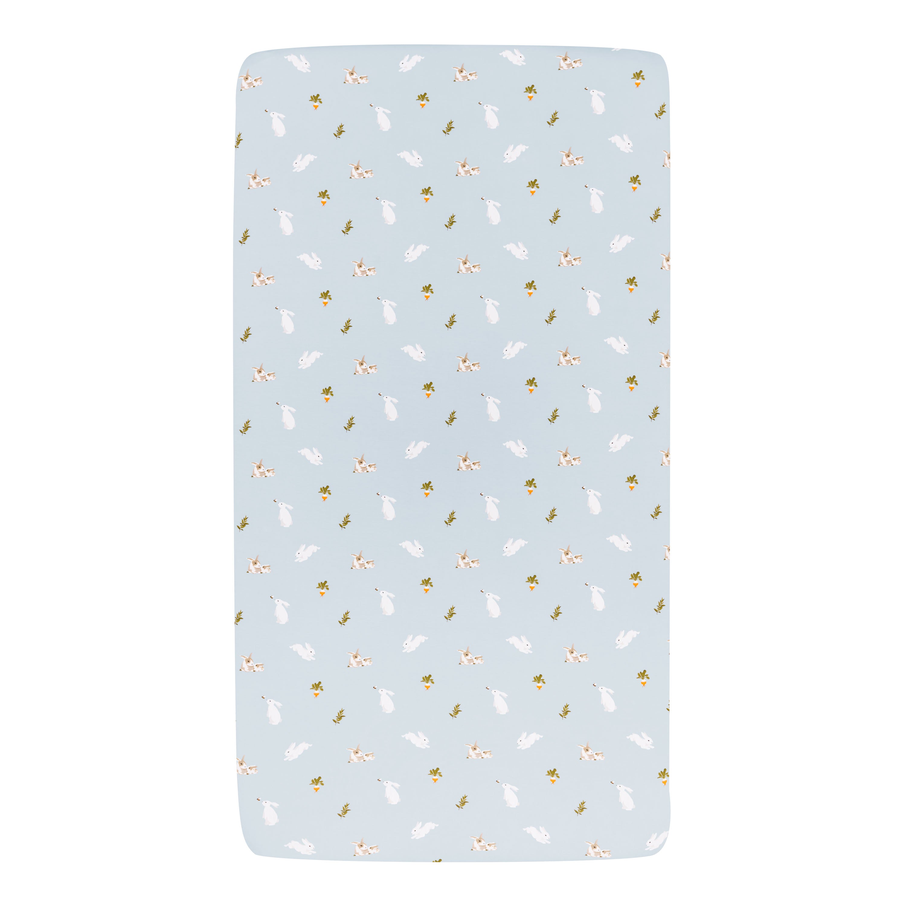 Mini Crib Sheet in Ice Rabbit on mattress