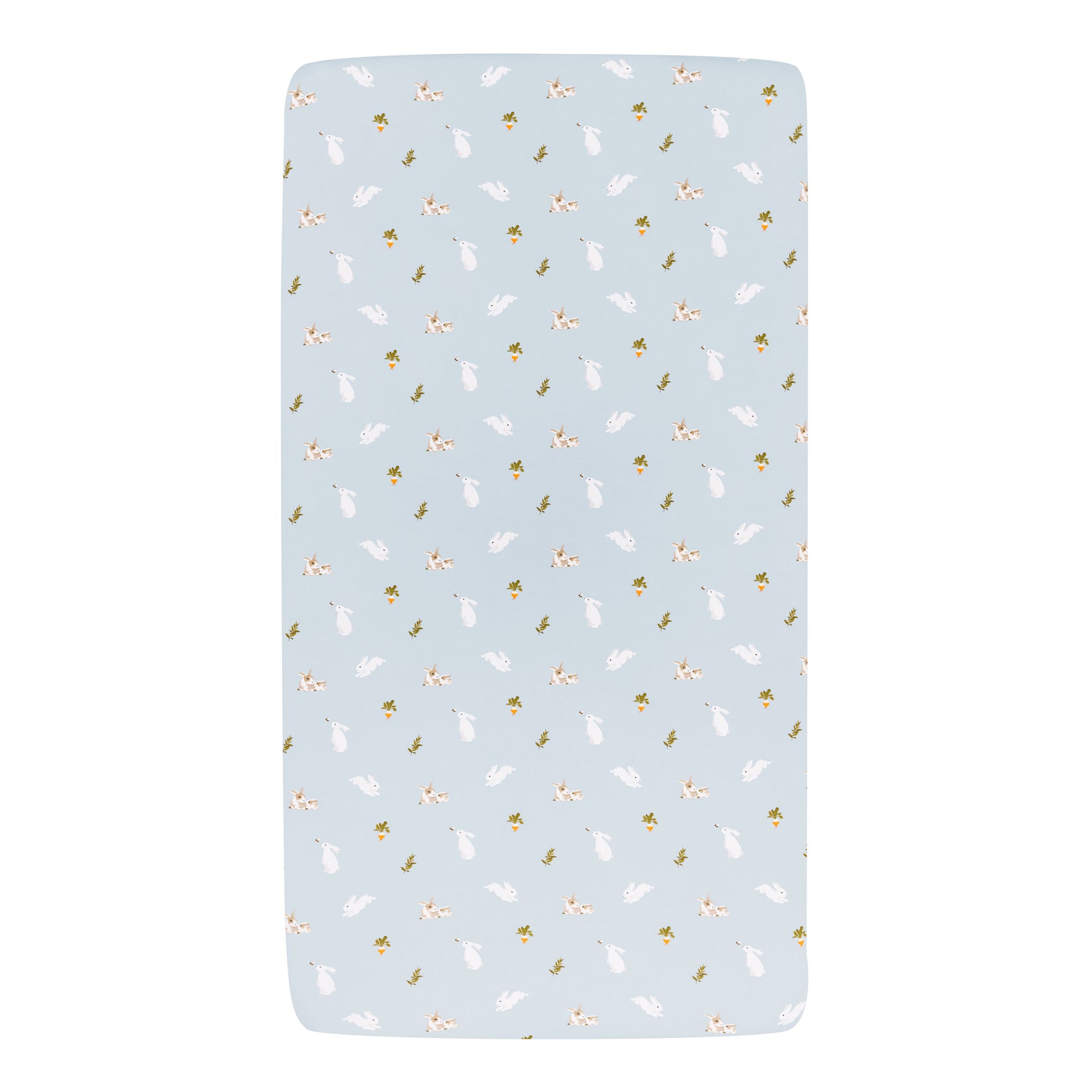 Mini Crib Sheet in Ice Rabbit on mattress