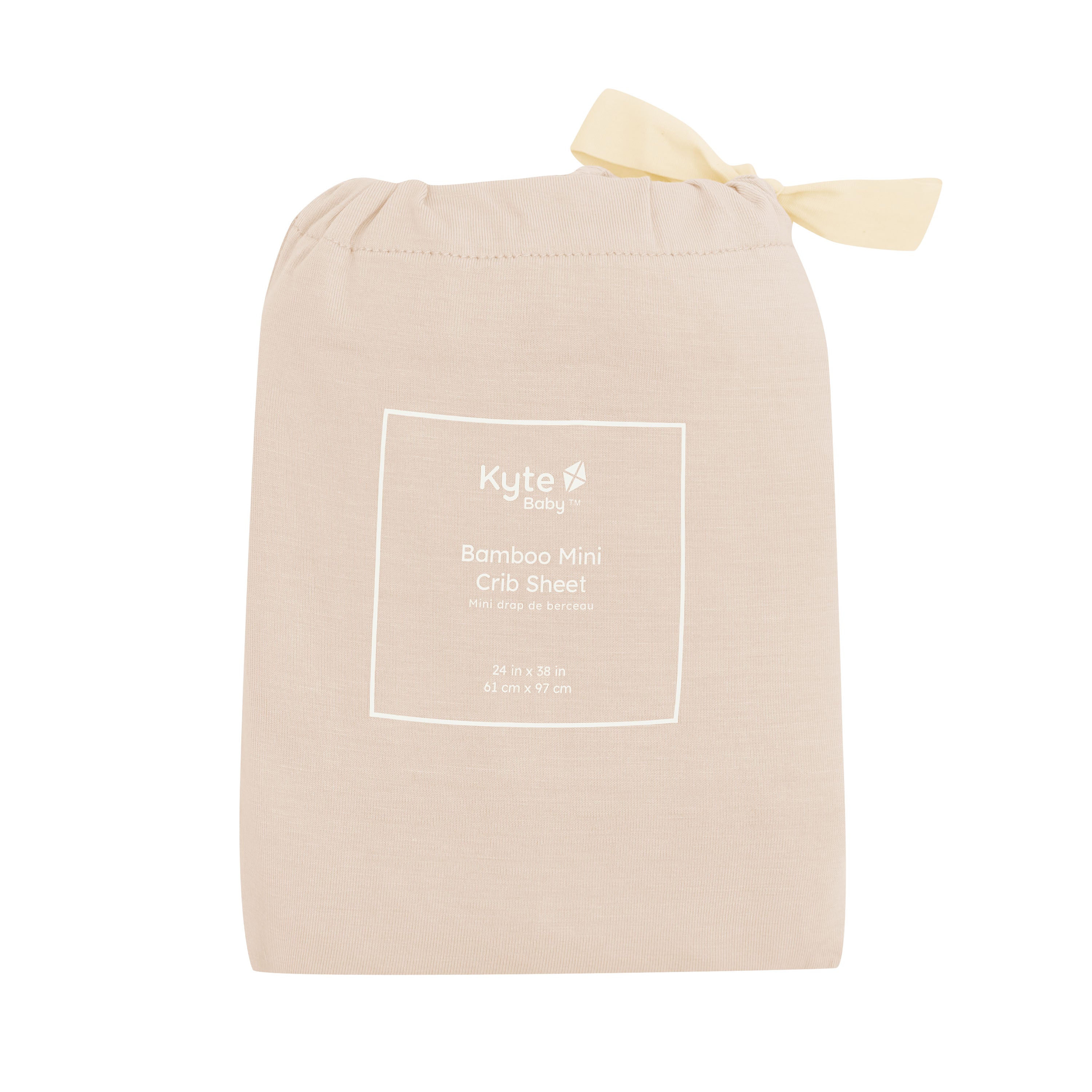 Mini Crib Sheet in Bisque shown in its packaging