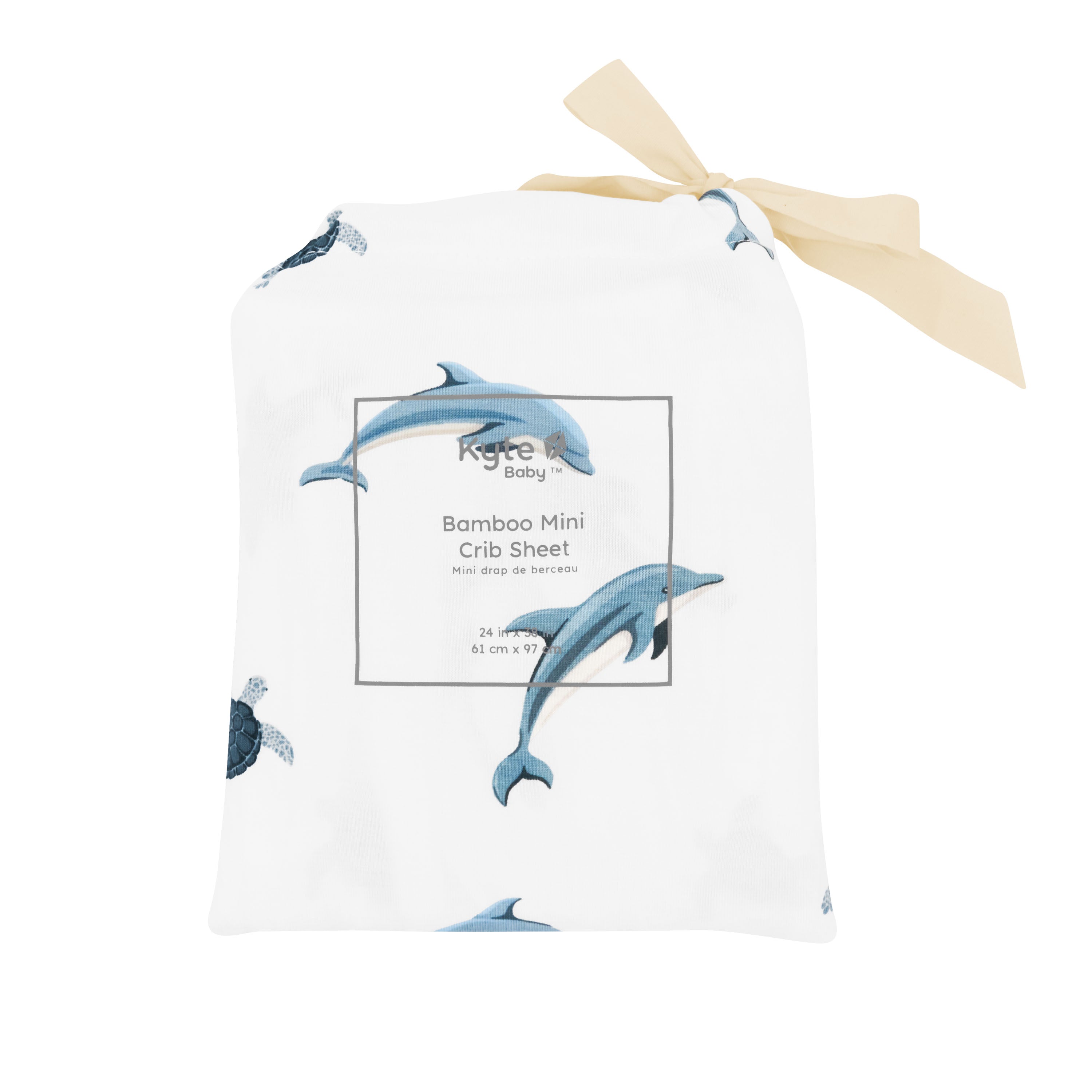 Mini Crib Sheet in Dolphin packaging