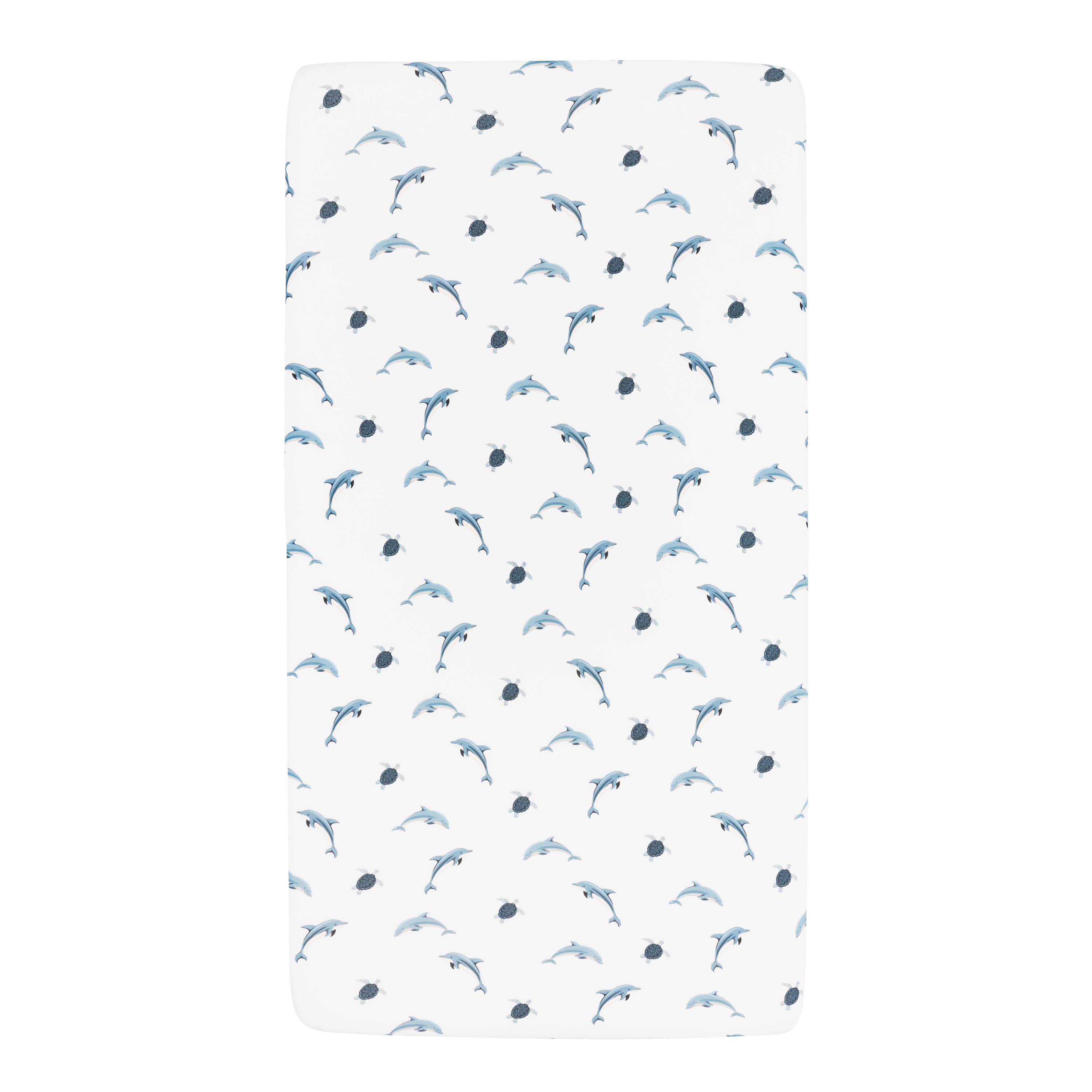 Mini Crib Sheet in Dolphin on mattress