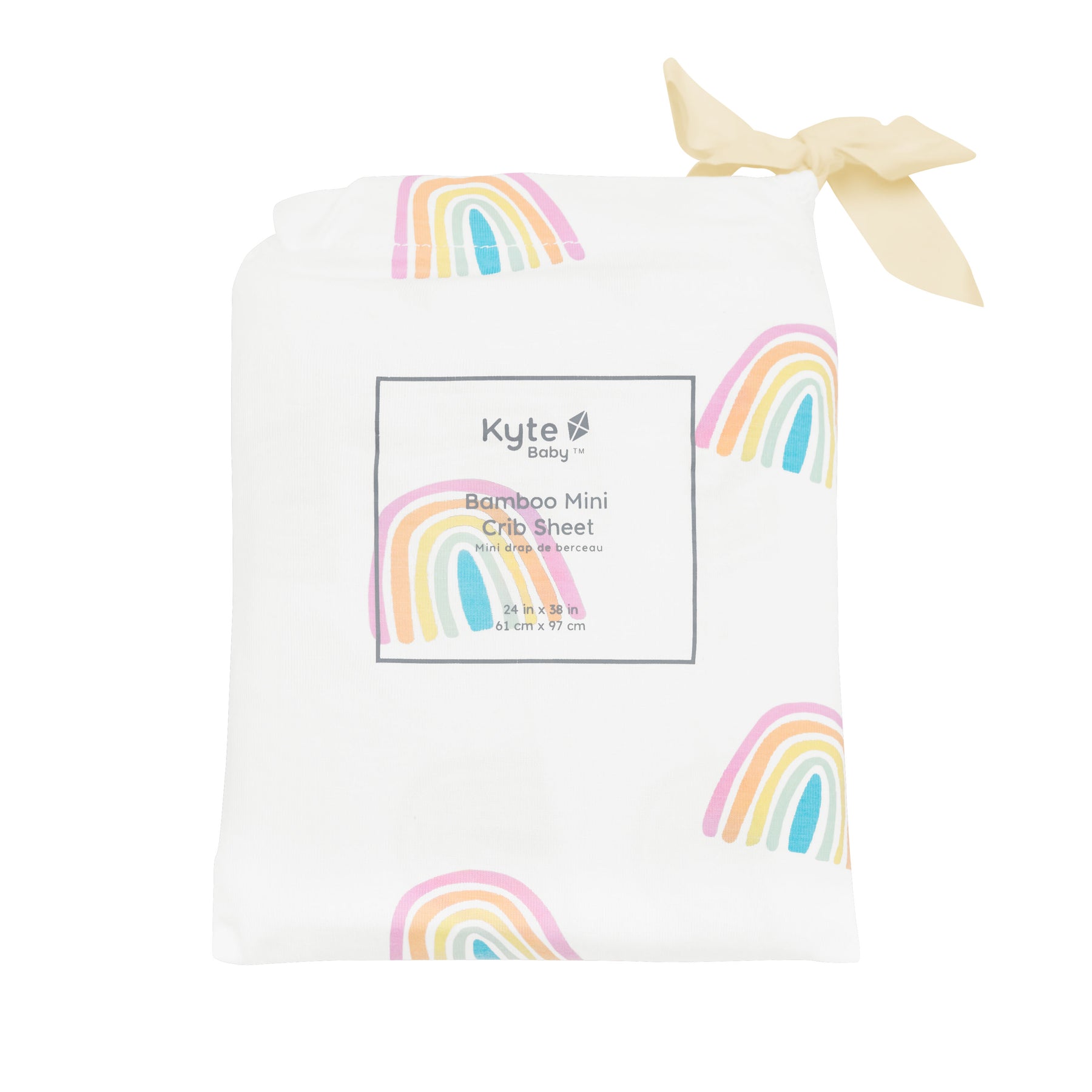 Mini Crib Sheet in Poi Rainbow packaging