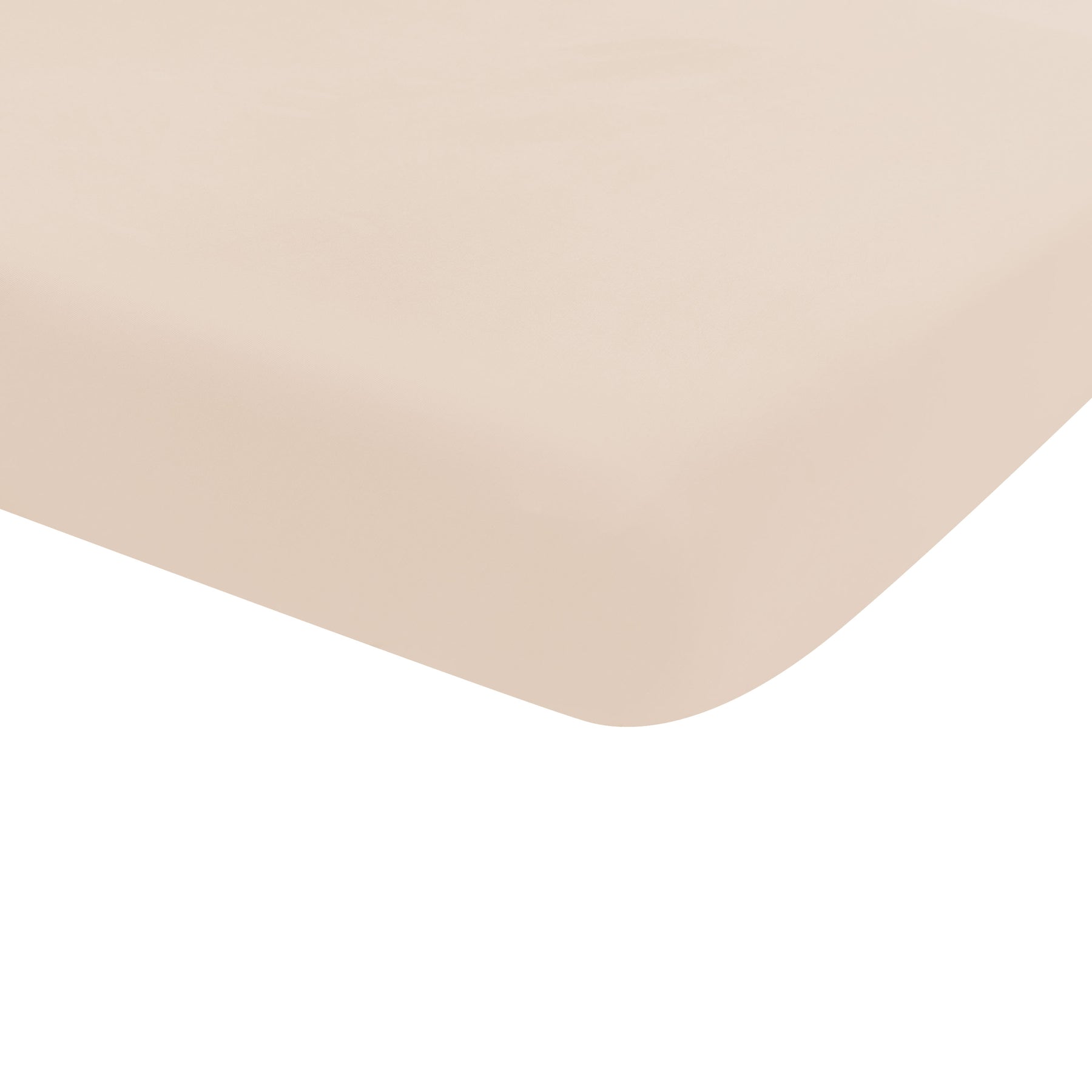 Corner of the Crib Sheet in Bisque shown on a crib mattress