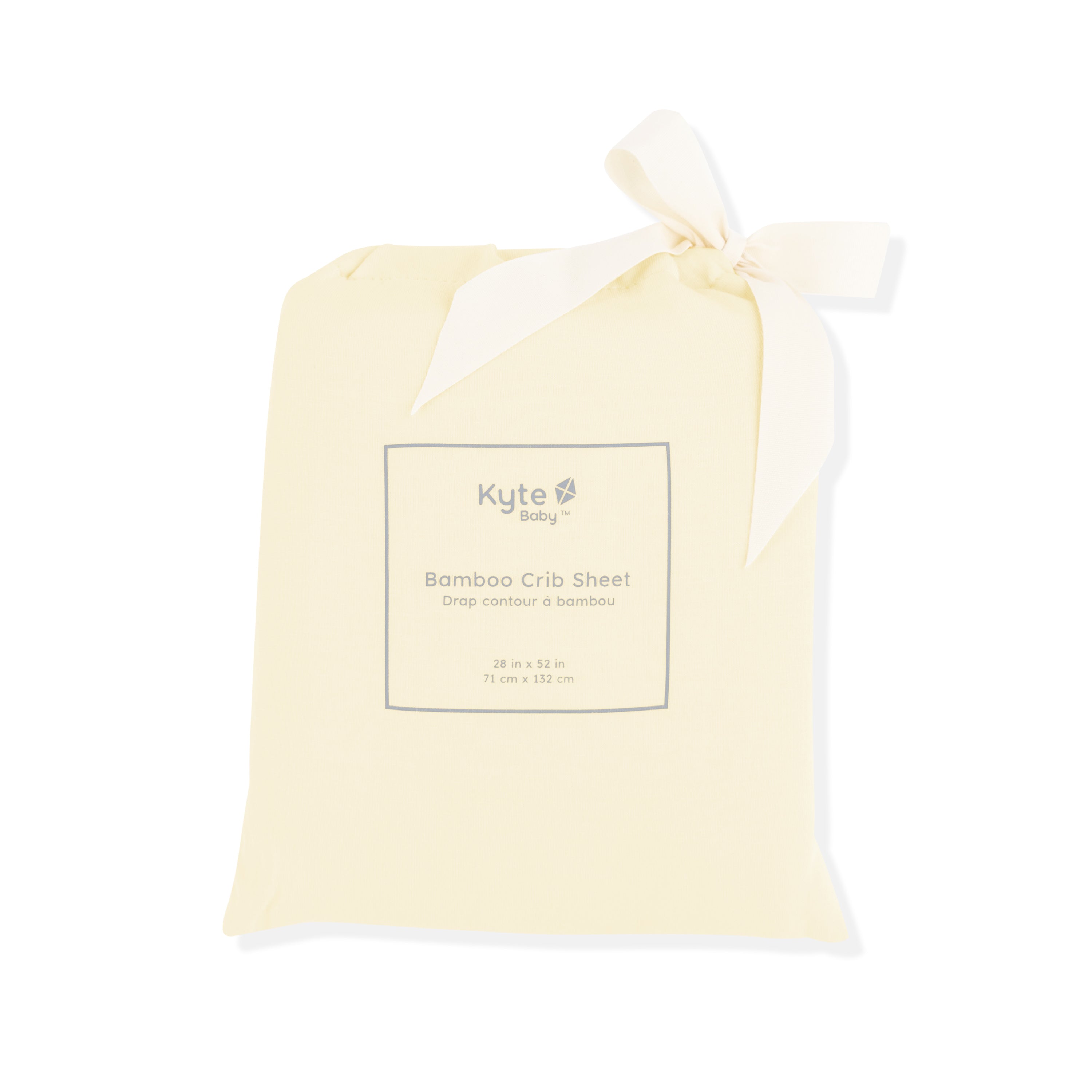 Crib Sheet in Chamomile shown in its packaging