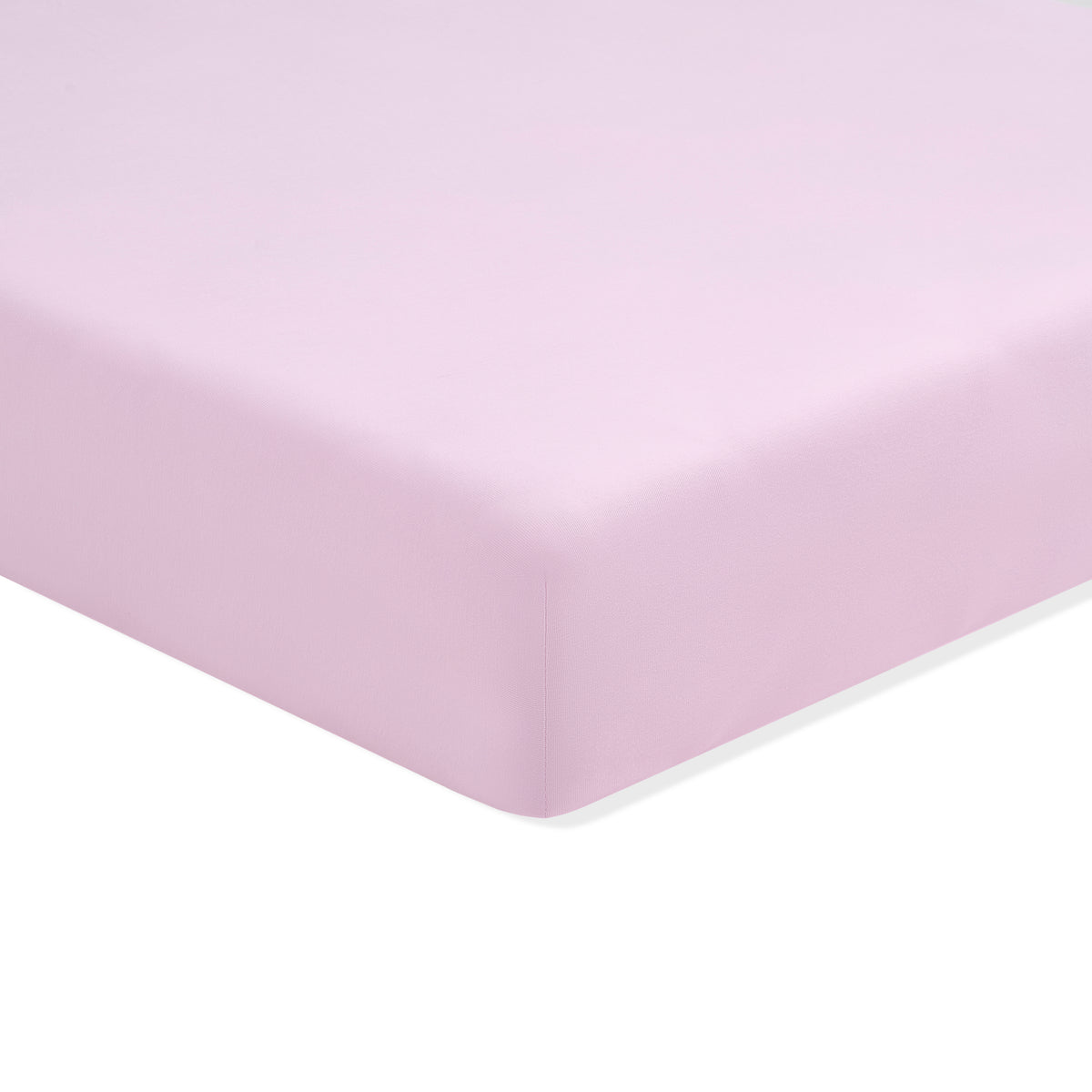 Solid light purple fitted sheet on a white background