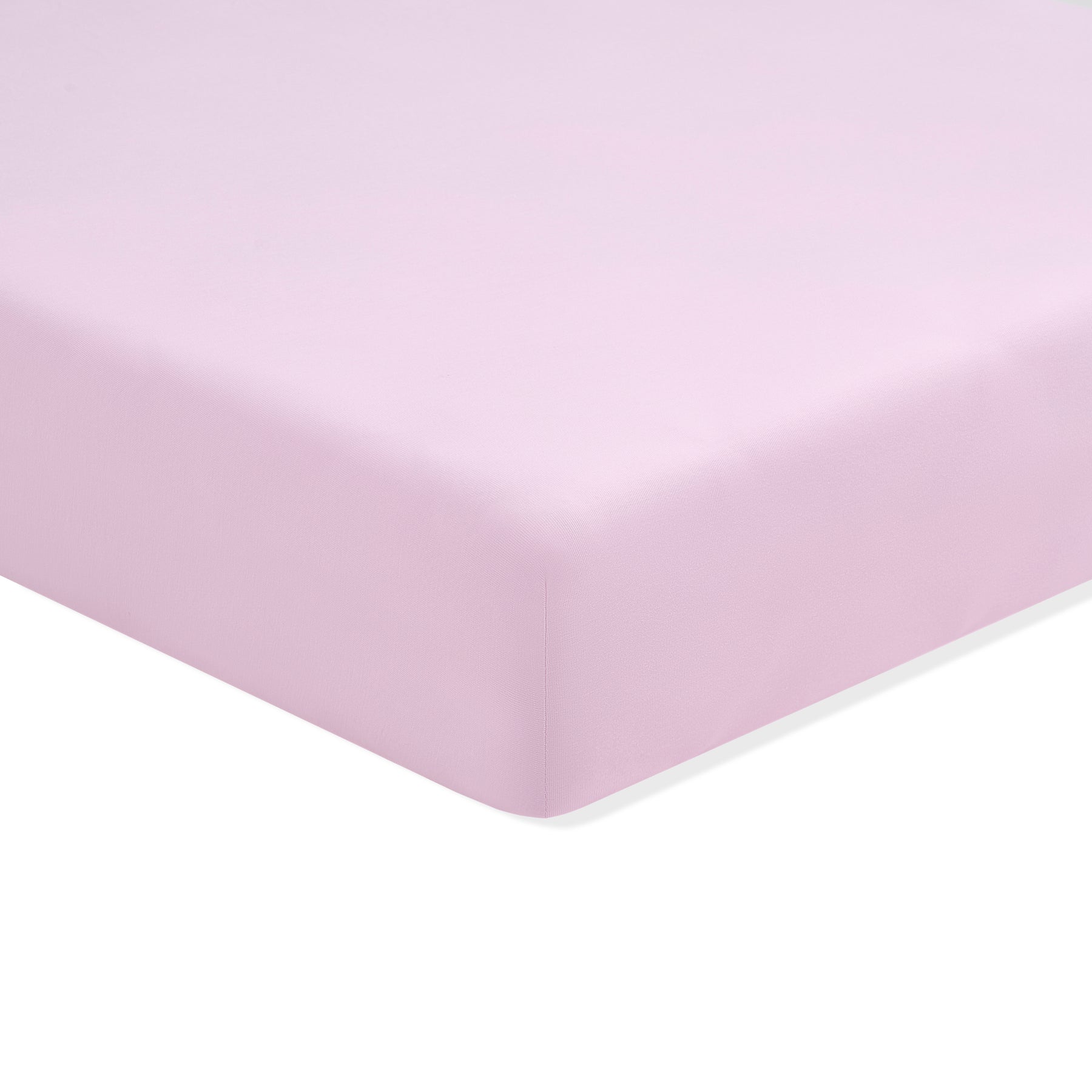 Solid light purple fitted sheet on a white background