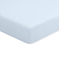 Crib Sheet in Breeze shown on a crib mattress
