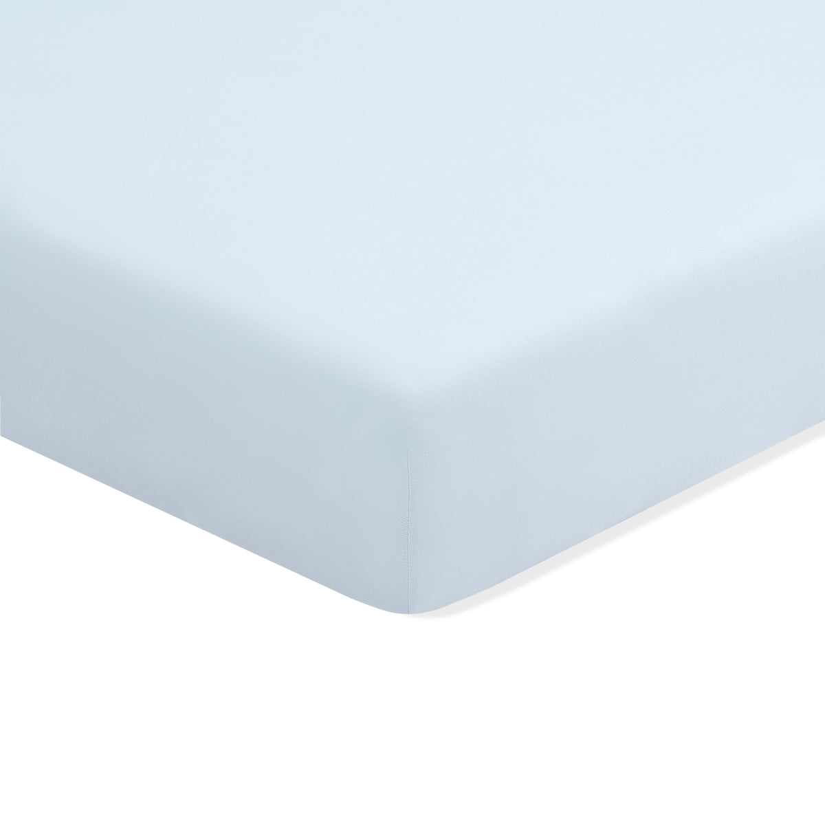 Crib Sheet in Breeze shown on a crib mattress