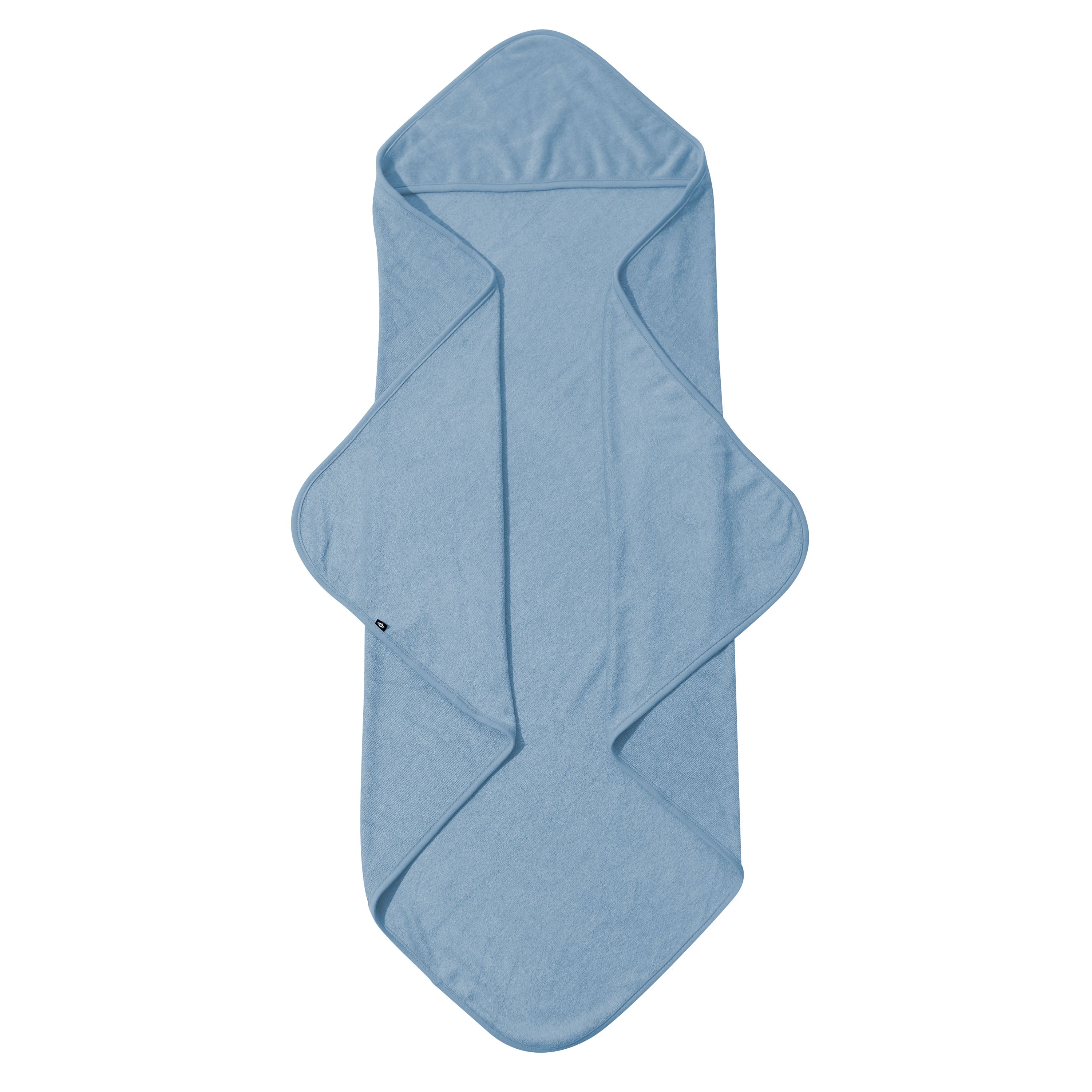 Product photo of the Hooded Bath Towel in Slate showing the hood on the towel