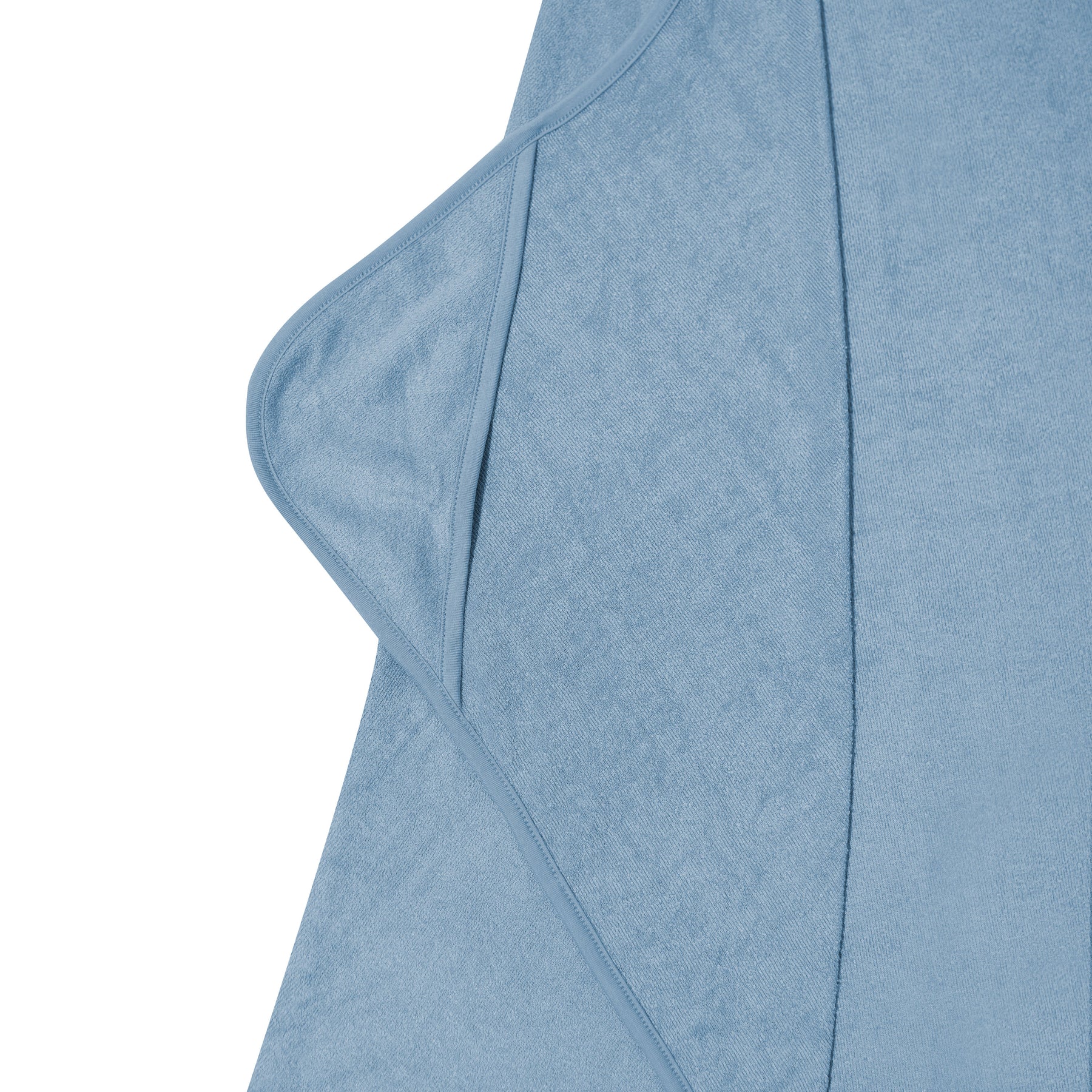 Close up of the hand pockets on the Toddler Hooded Bath Towel in Slate