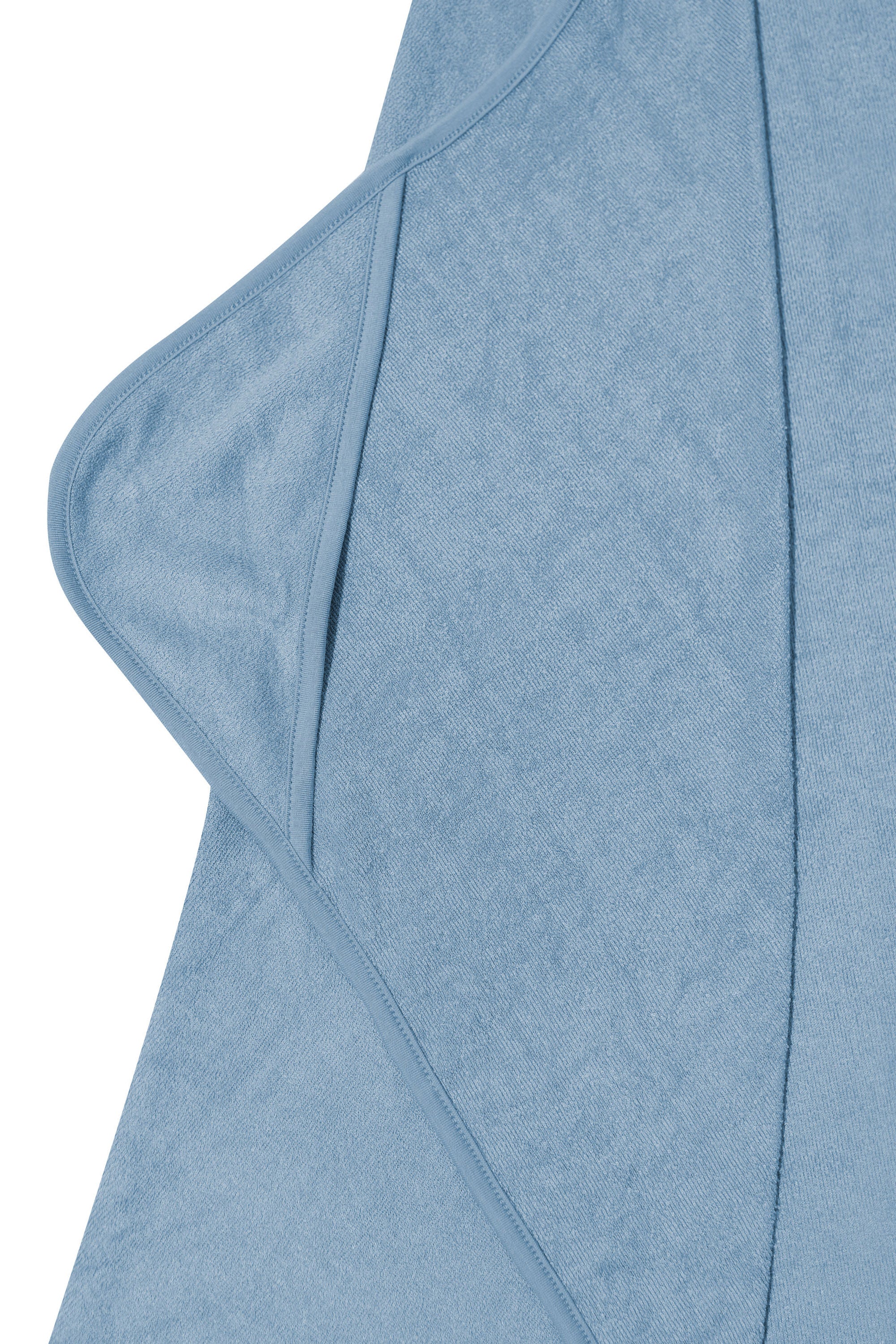 Close up of the hand pockets on the Toddler Hooded Bath Towel in Slate