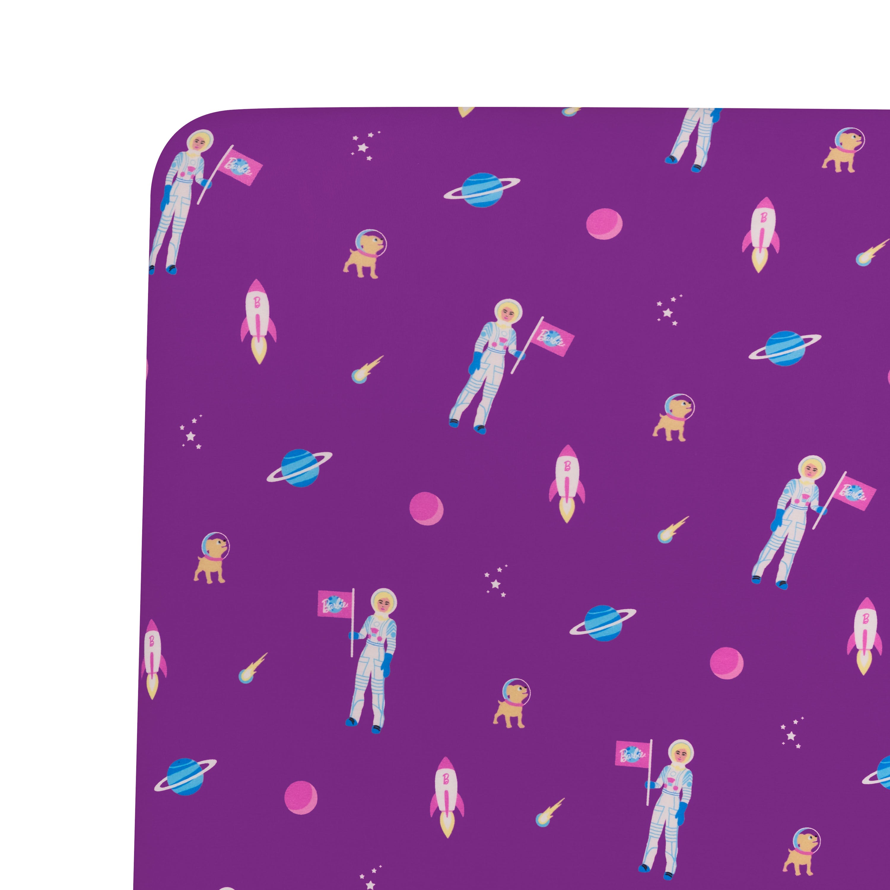 Crib Sheet in Barbie™ Astronaut close up