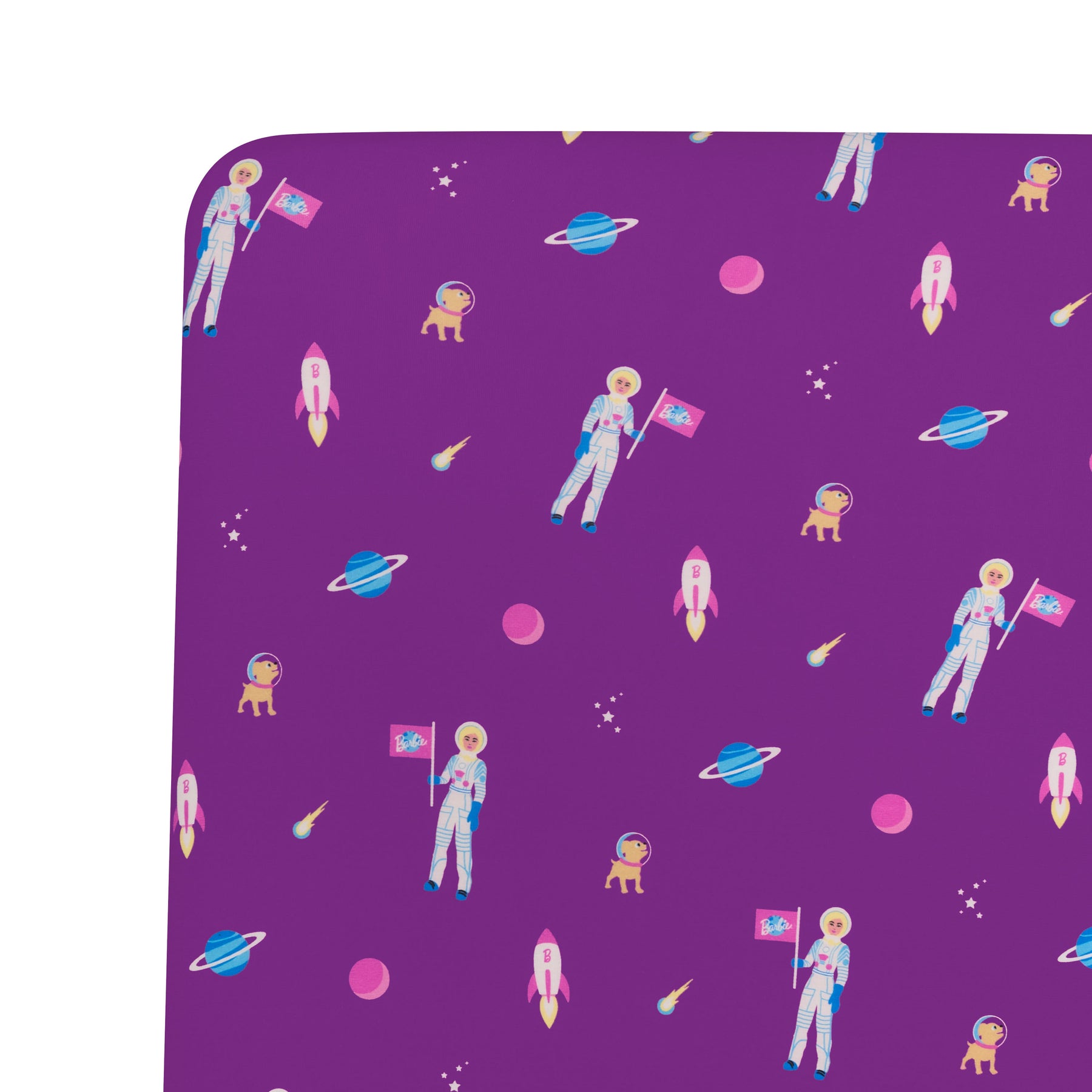 Crib Sheet in Barbie™ Astronaut close up