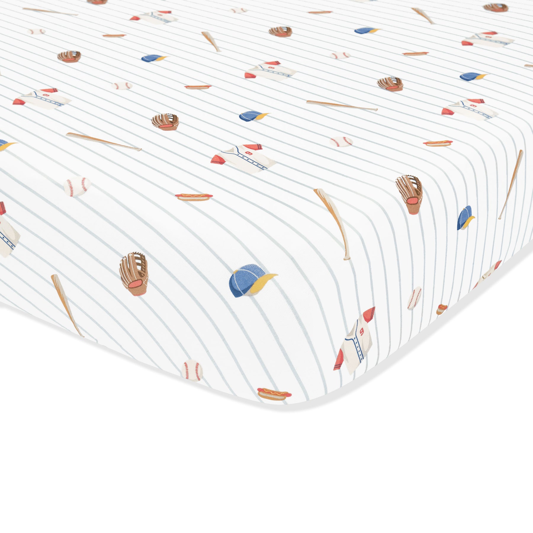 Corner of the Crib Sheet in Home Run on a crib mattress