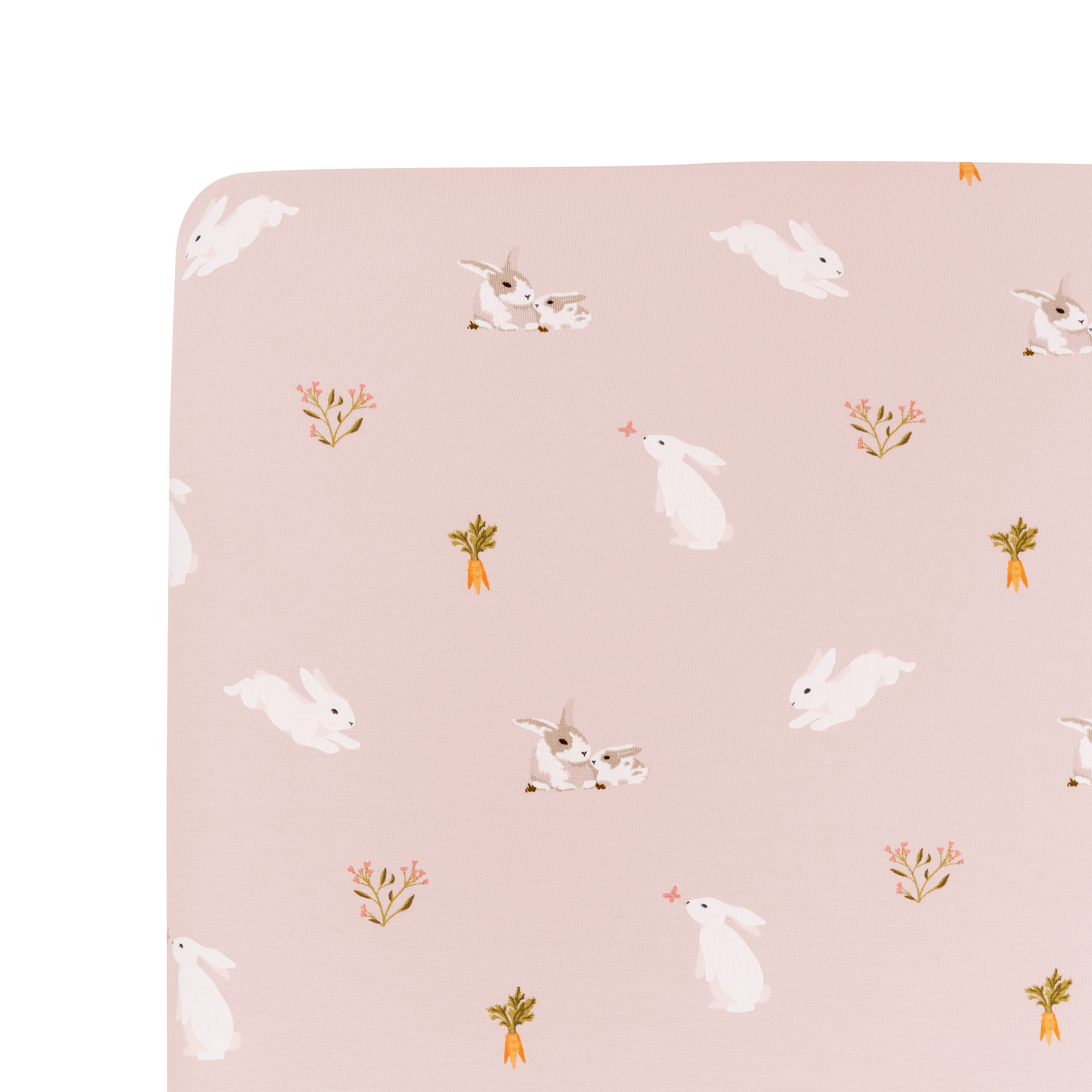 Crib Sheet in Blush Rabbit close up