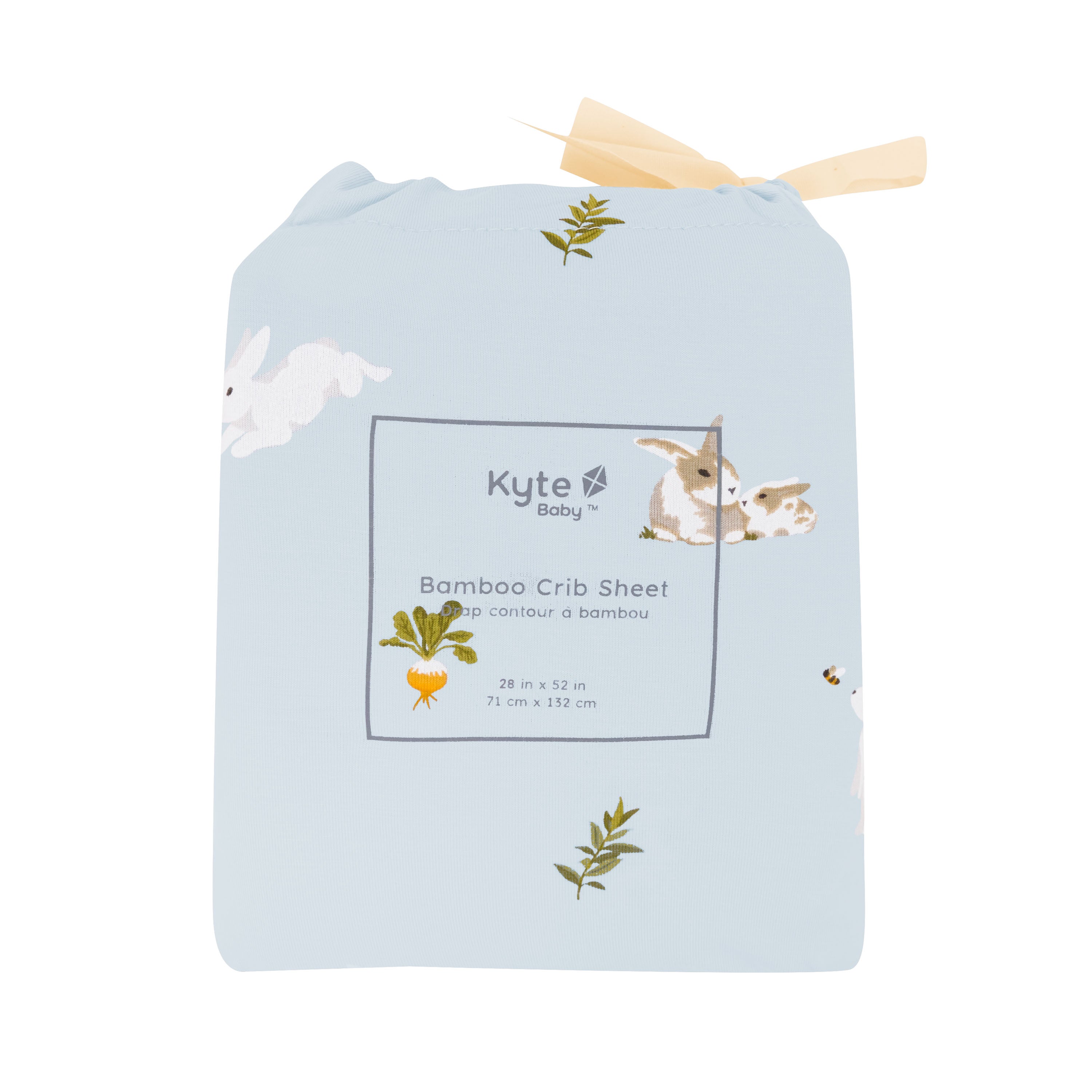 Crib Sheet in Ice Rabbit packaging