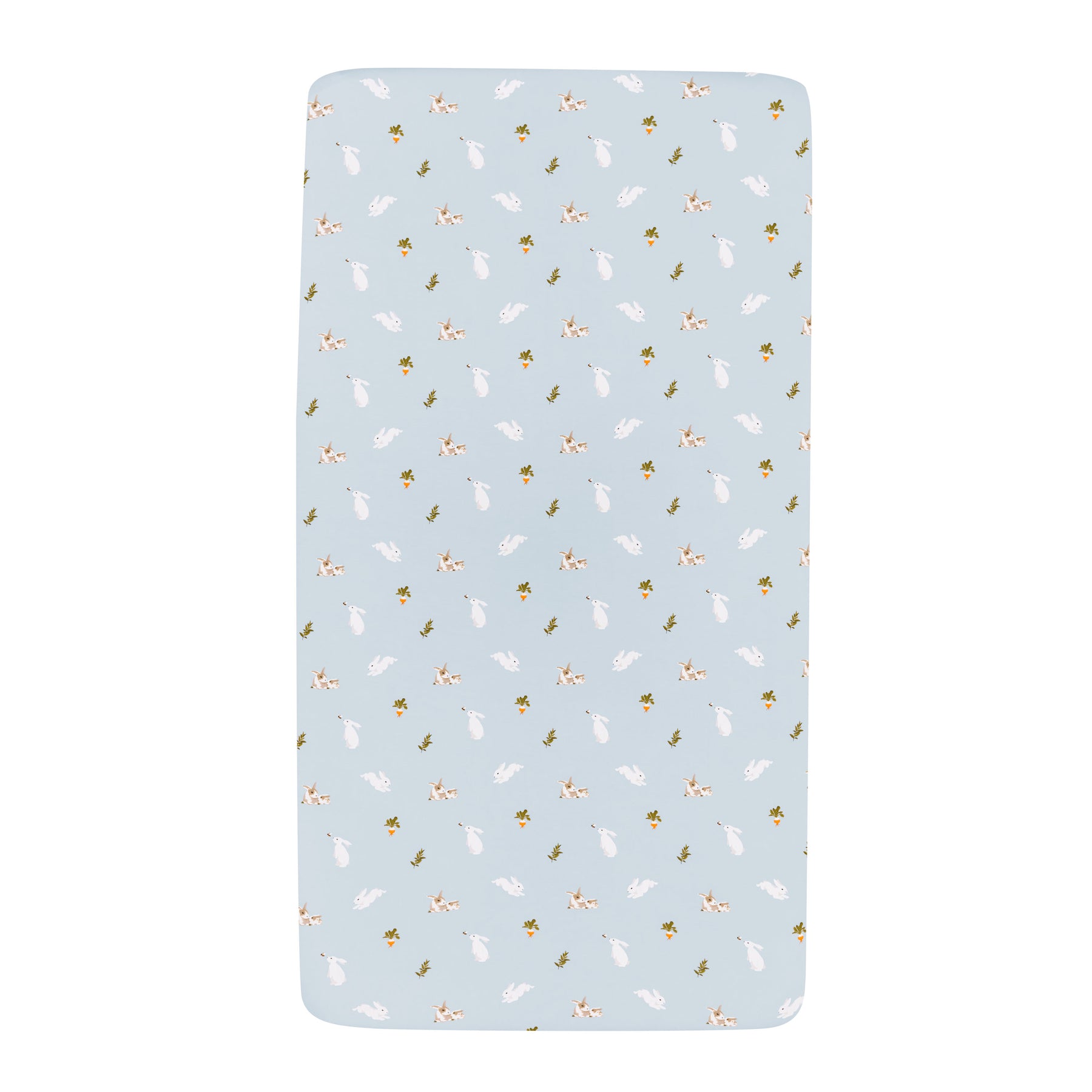 Crib Sheet in Ice Rabbit on mattress