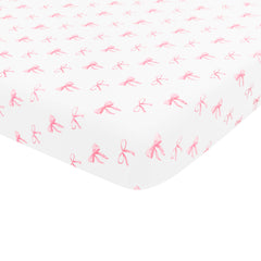 Pink and white Crib Sheet in Bow