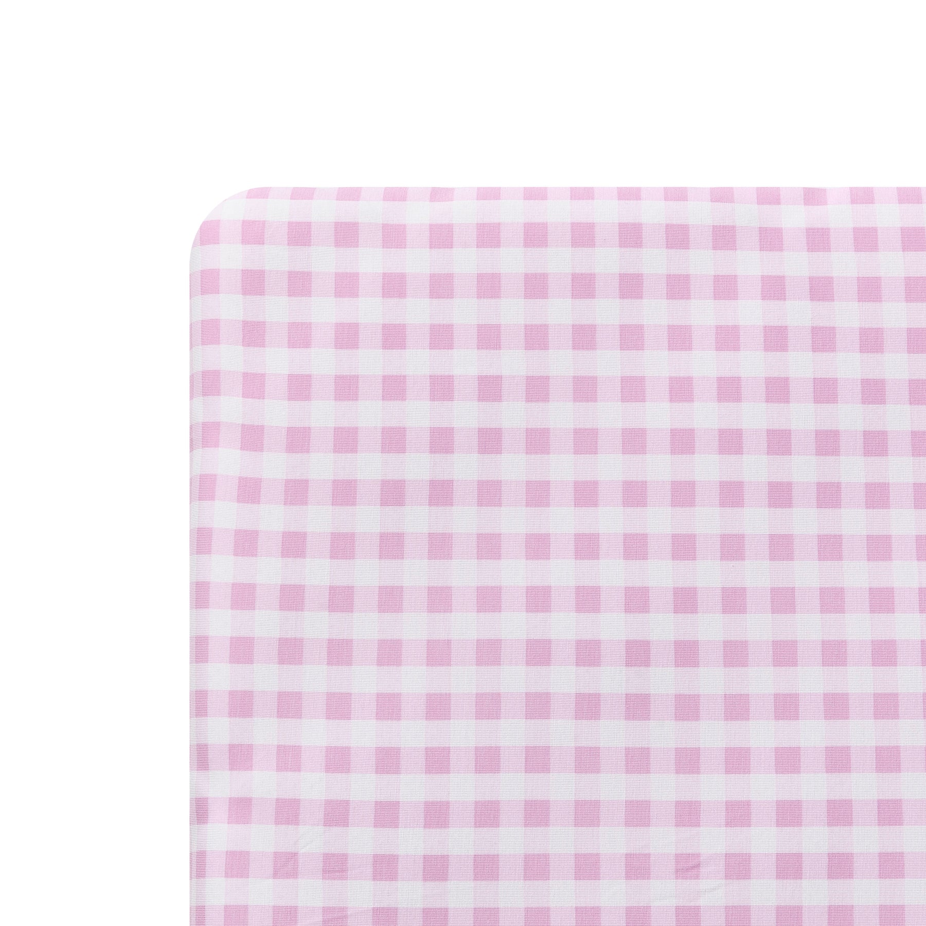 Close up of the Crib Sheet in Gingham Thistle on a mattress