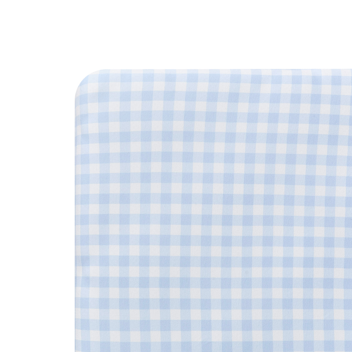 Close up of the Crib Sheet in Gingham Breeze on a crib mattress